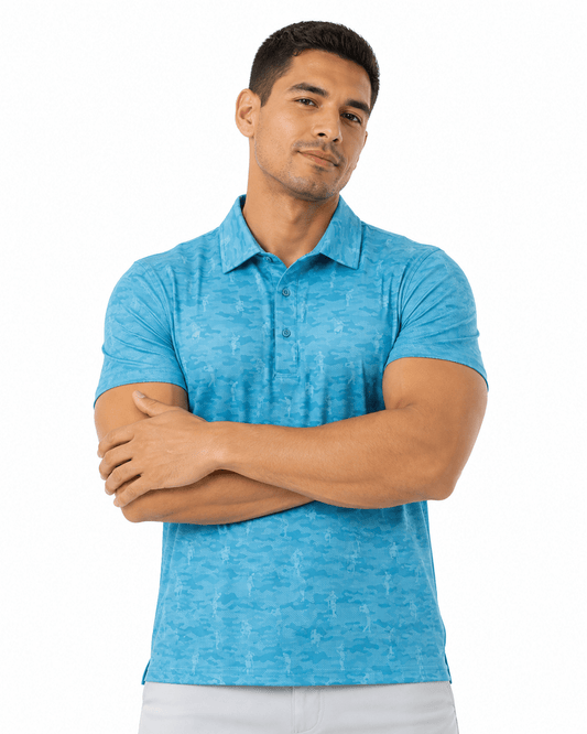 Golfing Camo Performance Golf Polo - F/X Fusion Golf - Polo - Aqua