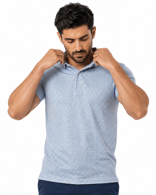Heather Geo Performance Golf Polo - F/X Fusion Golf - Polo - Blue