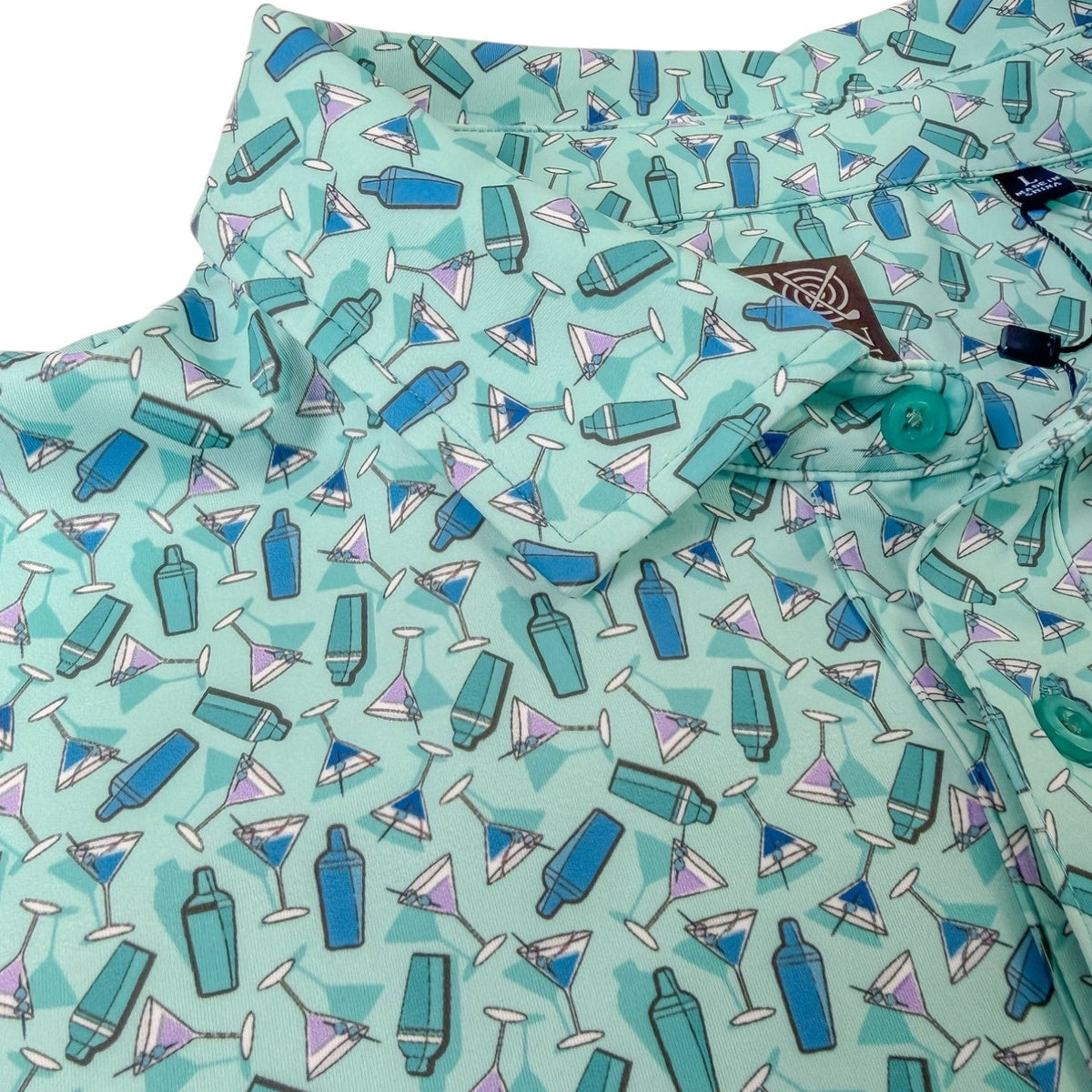 Martini Mania Performance Golf Polo - F/X Fusion Golf - Polo - Aqua