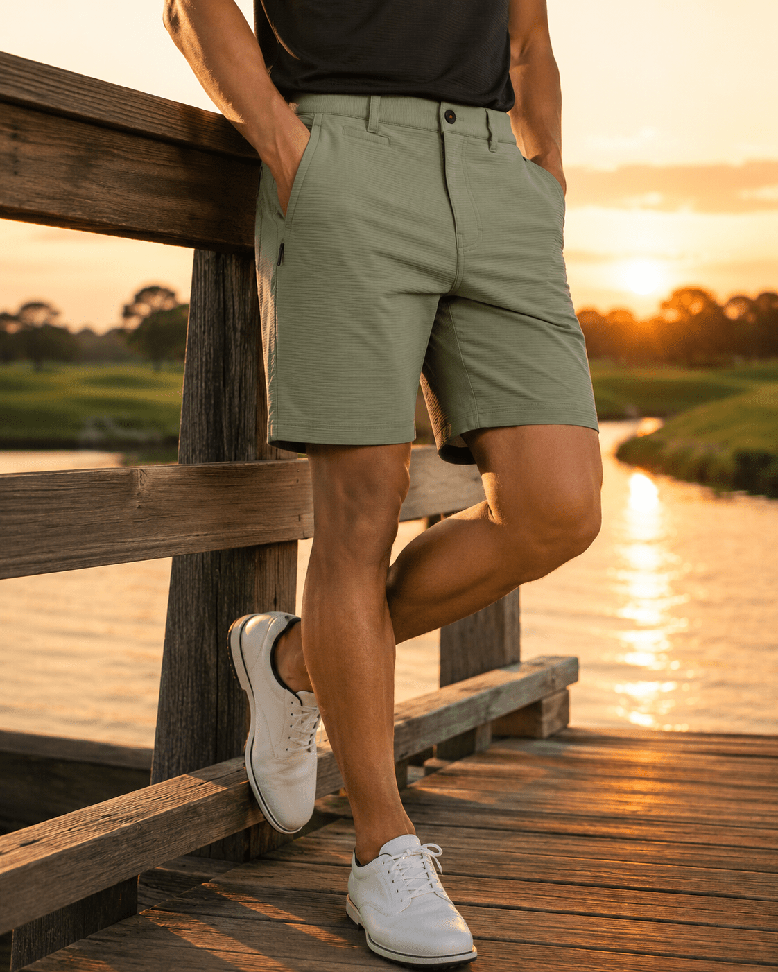 Crossover 4-Way Stretch Performance Golf Shorts - F/X Fusion Golf - F/X Fusion - Cement