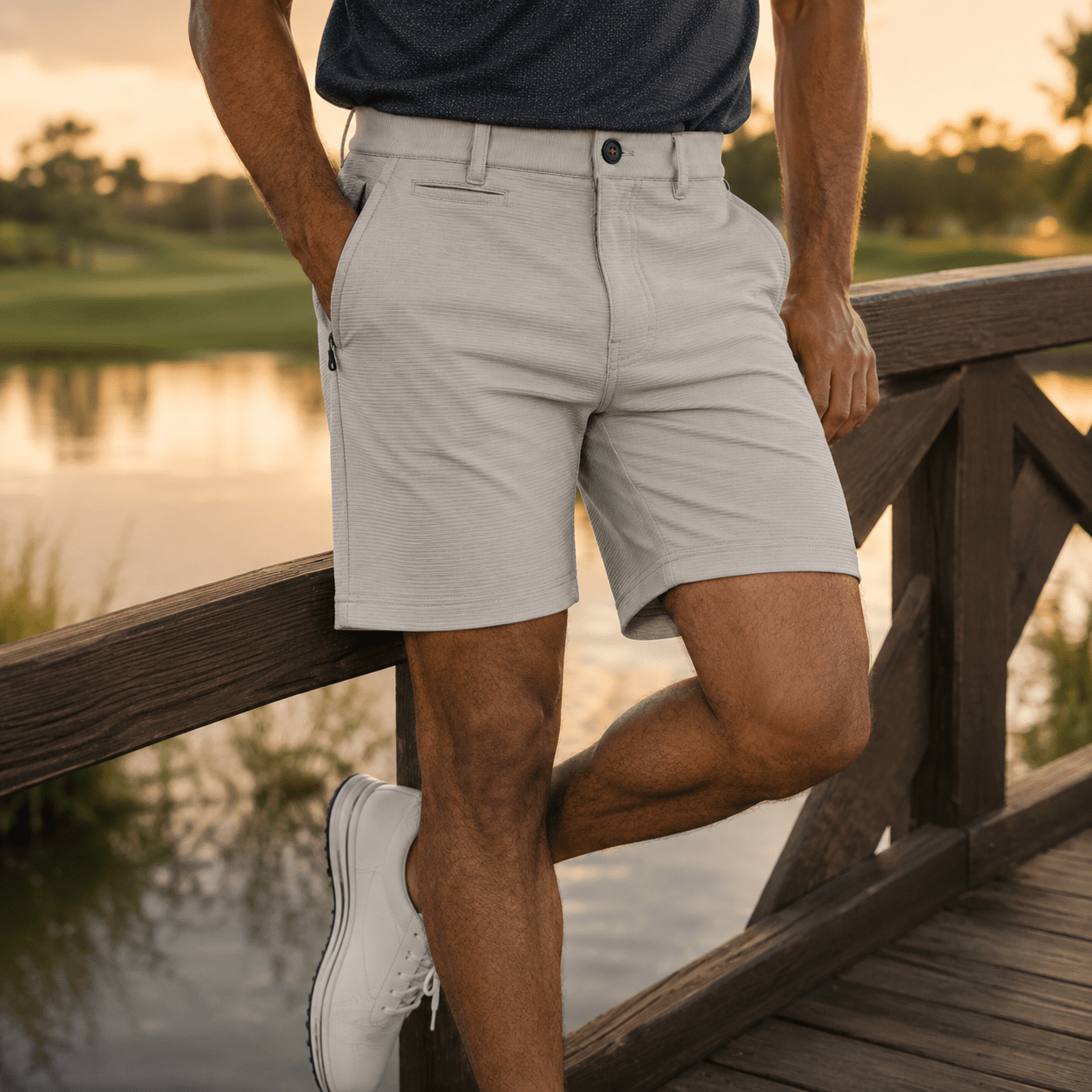 Crossover 4 - Way Stretch Performance Golf Shorts - F/X Fusion Golf - Tan