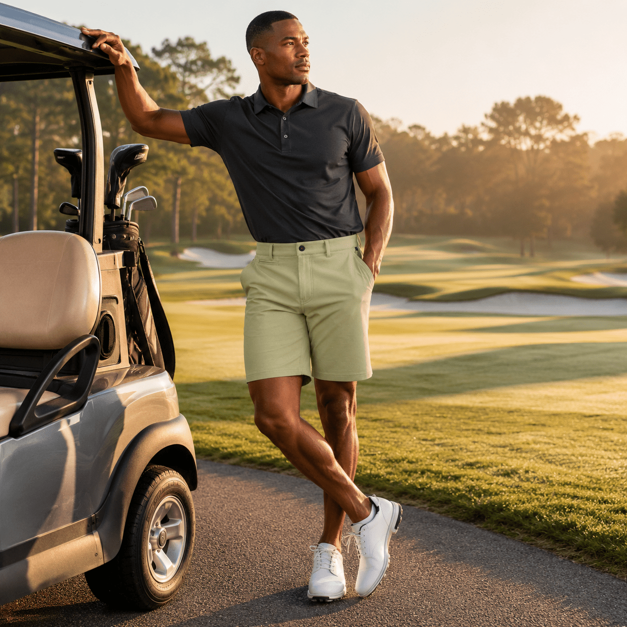 Crossover 4 - Way Stretch Performance Golf Shorts - F/X Fusion Golf - Khaki