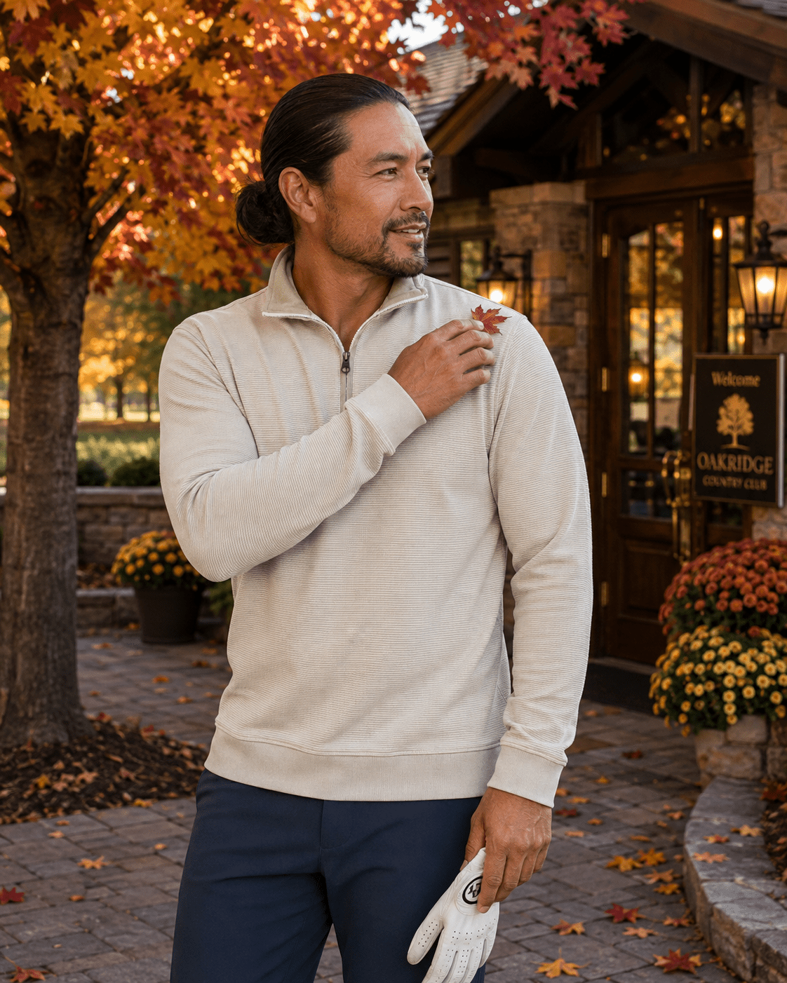 Fineline 1/4 Zip Golf Pullover - F/X Fusion Golf - Golf - Tan - M