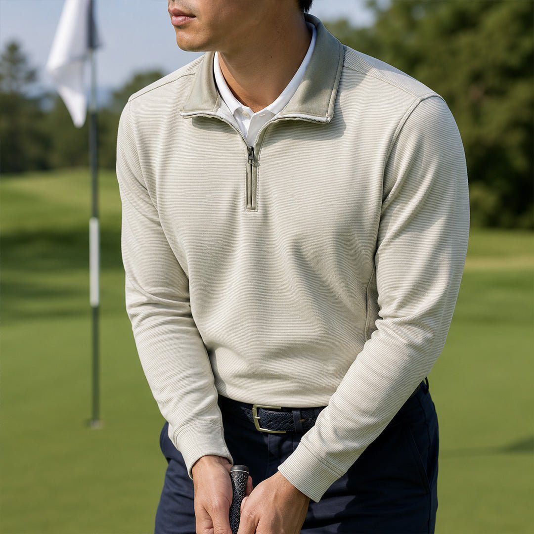 Fineline 1/4 Zip Golf Pullover - F/X Fusion Golf - Quarter Zip - Tan