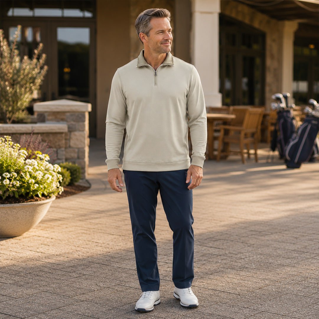 Fineline 1/4 Zip Golf Pullover - F/X Fusion Golf - Quarter Zip - Tan