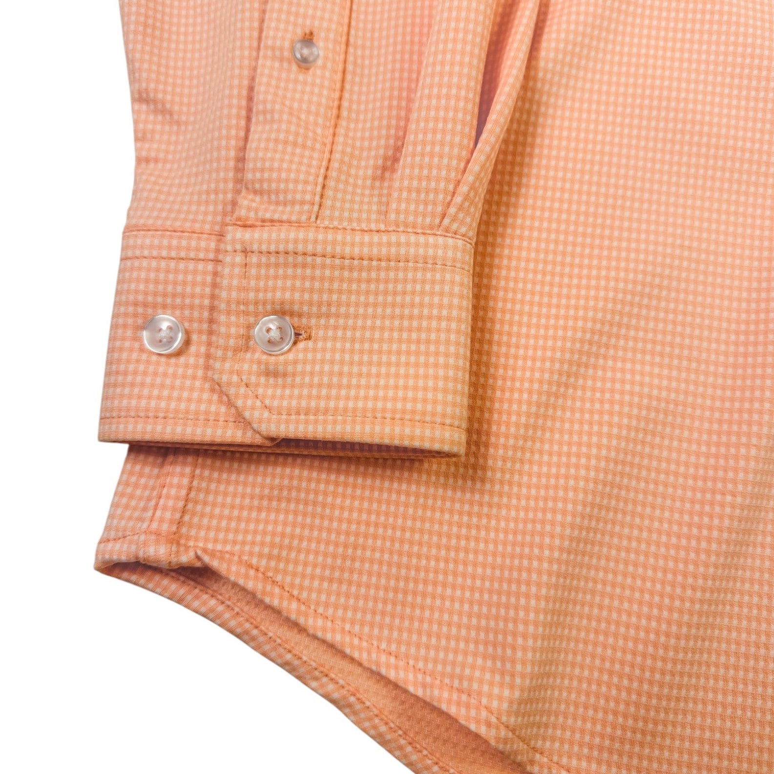 Gingham Performance Long Sleeve Button - Up - F/X Fusion Golf - Long Sleeve - Peach