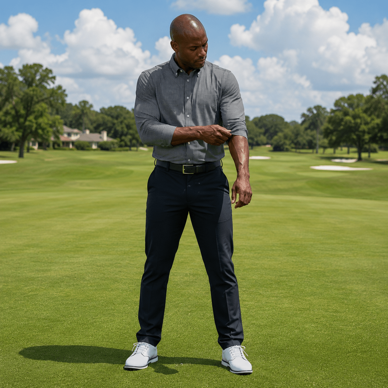 Gingham Performance Long Sleeve Button - Up - F/X Fusion Golf - Long Sleeve - Black