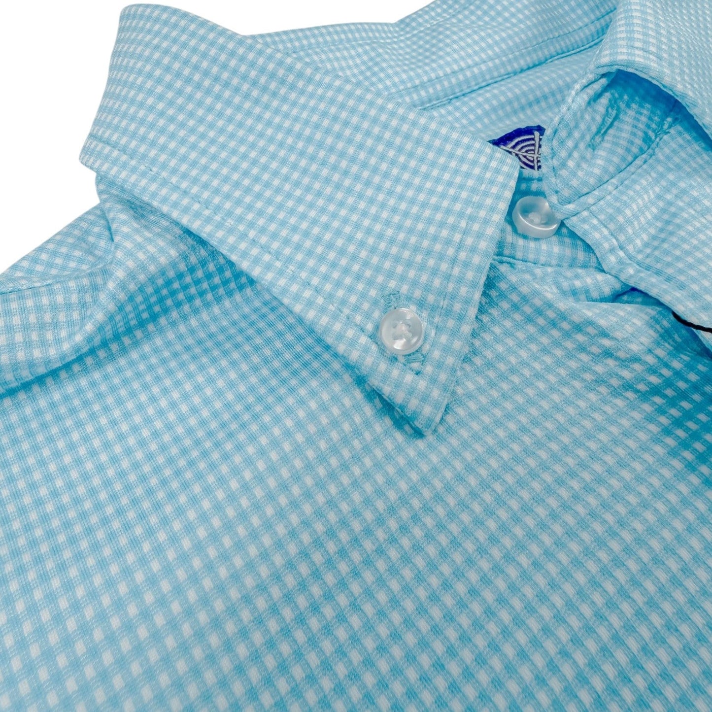 Gingham Performance Long Sleeve Button - Up - F/X Fusion Golf - Long Sleeve - Aqua