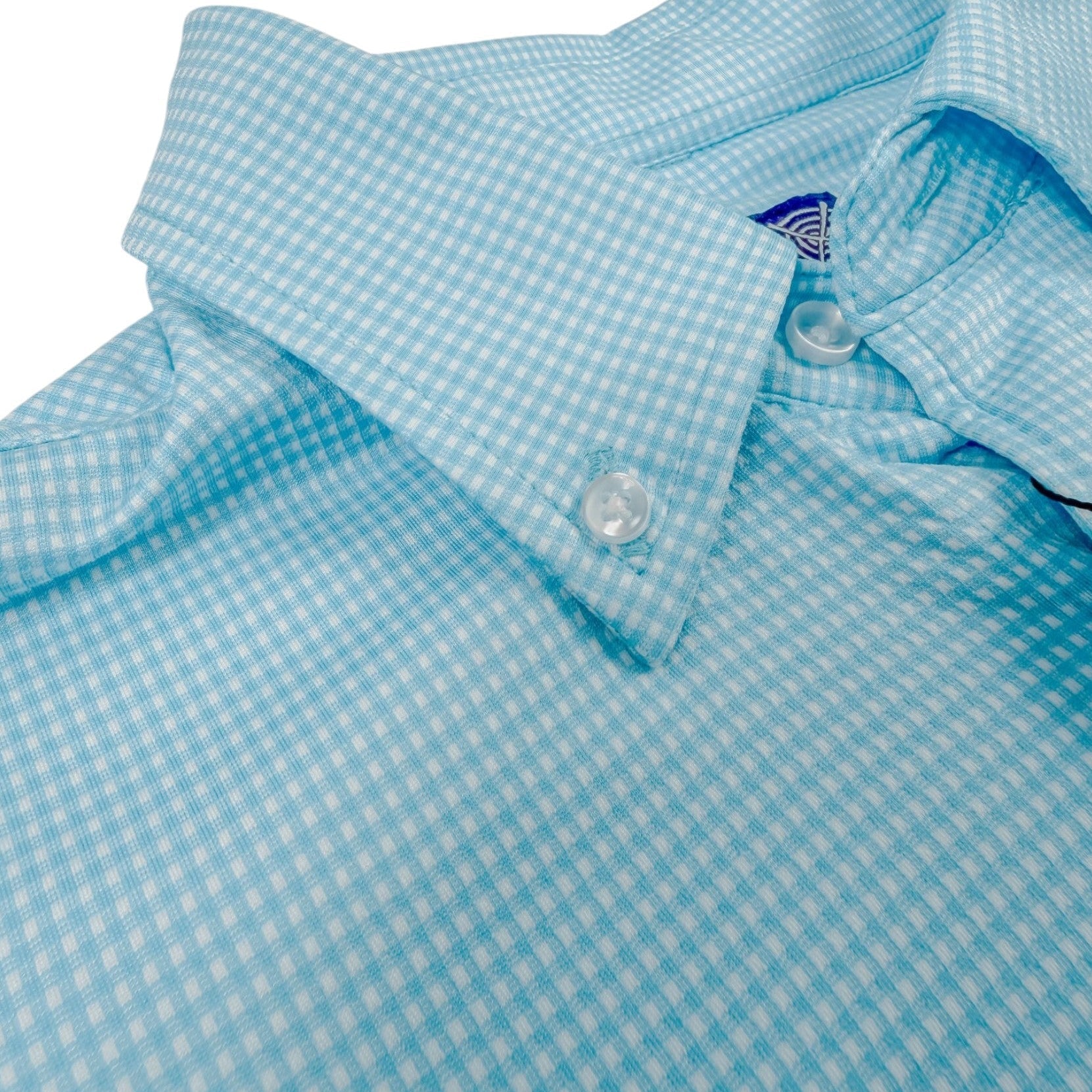 Gingham Performance Long Sleeve Button - Up - F/X Fusion Golf - Long Sleeve - Aqua