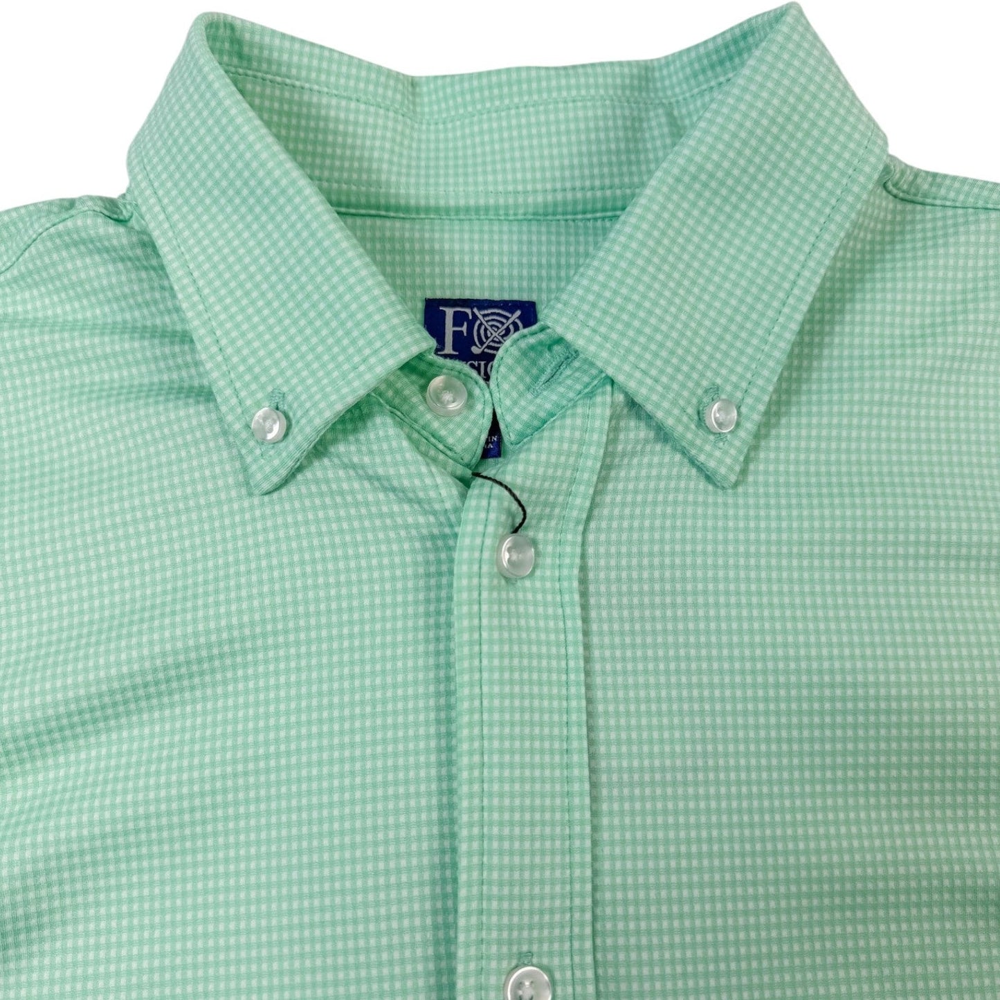 Gingham Performance Long Sleeve Button - Up - F/X Fusion Golf - Long Sleeve - Mint