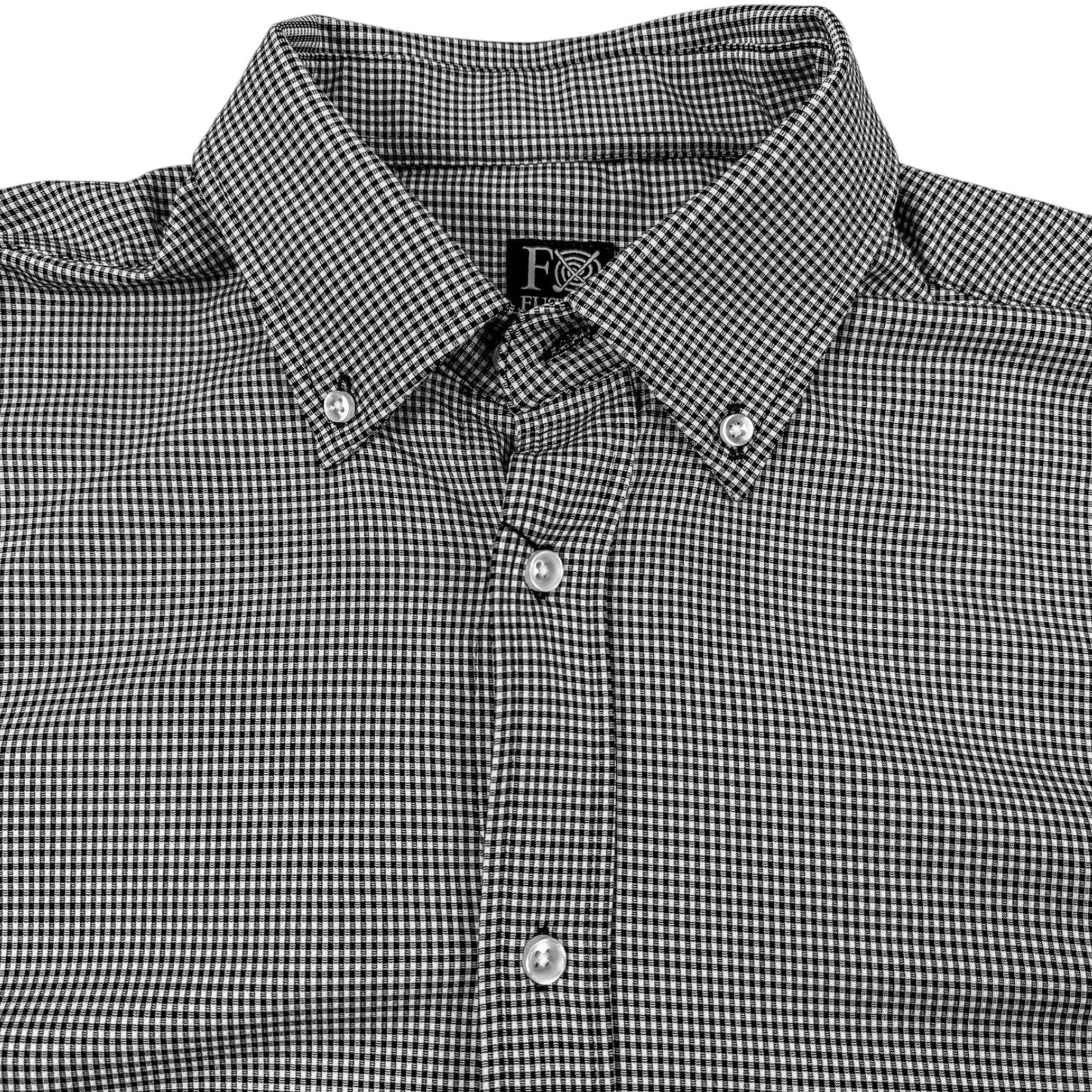 Gingham Performance Long Sleeve Button - Up - F/X Fusion Golf - Long Sleeve - Black