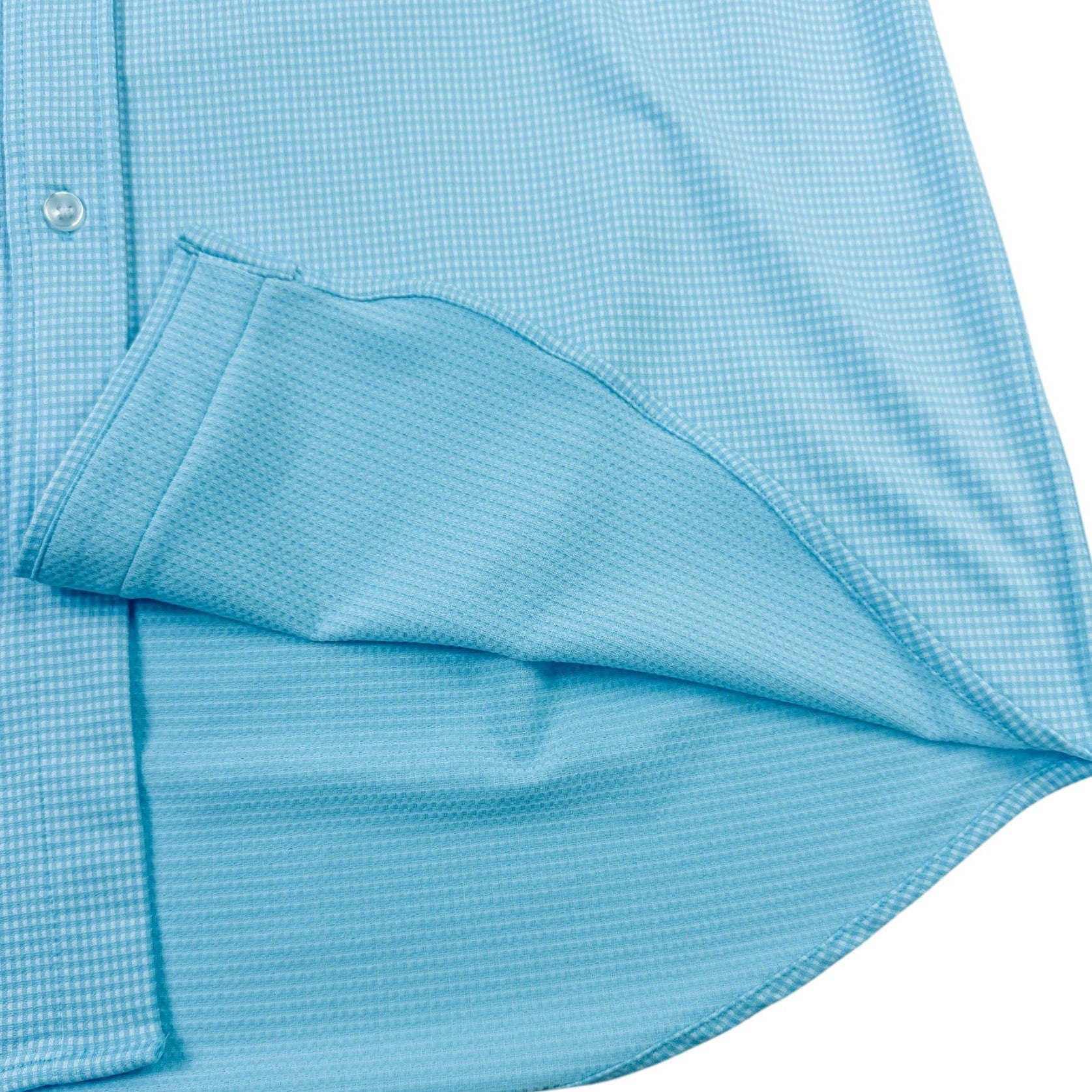 Gingham Performance Long Sleeve Button - Up - F/X Fusion Golf - Long Sleeve - Aqua