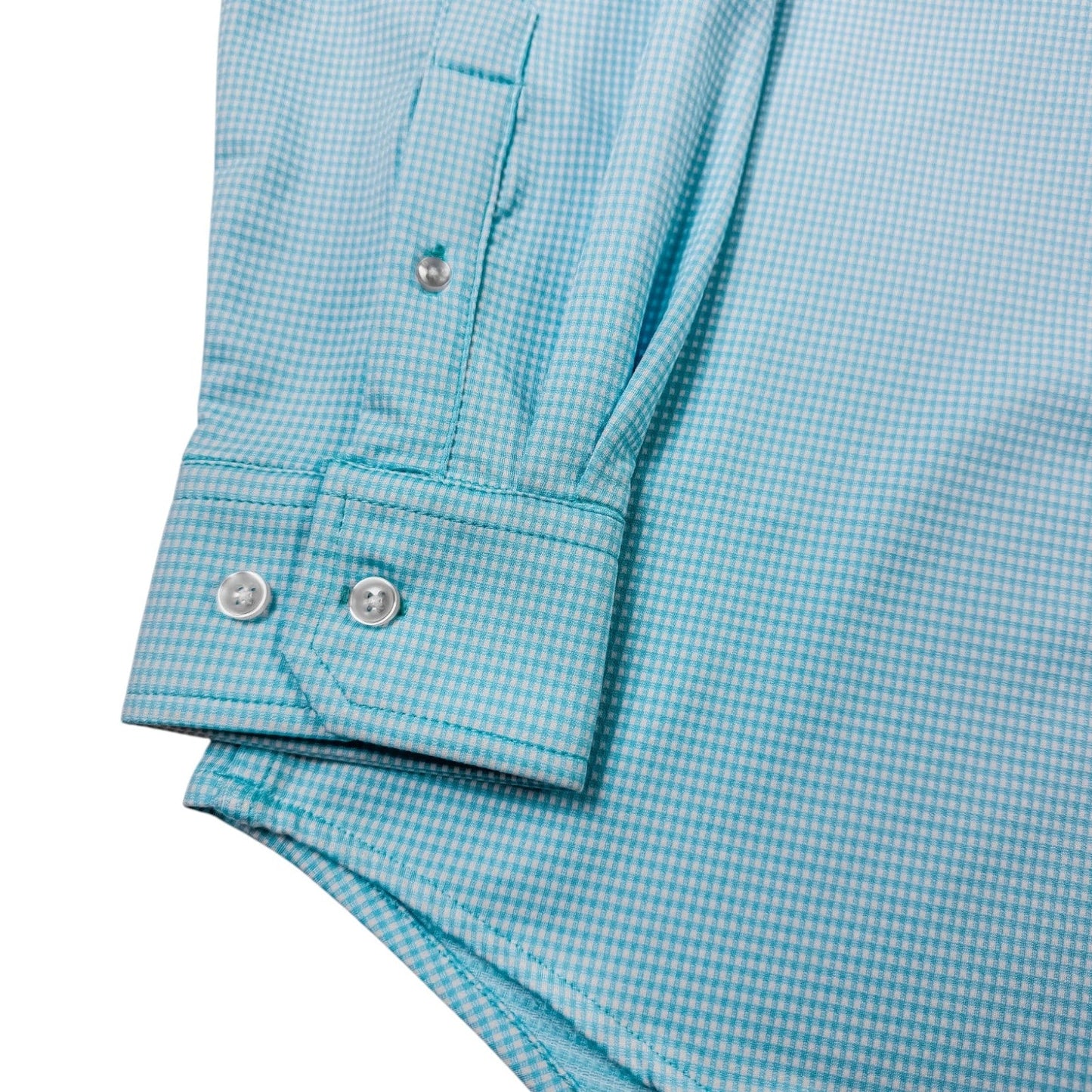 Gingham Performance Long Sleeve Button - Up - F/X Fusion Golf - Long Sleeve - Aqua