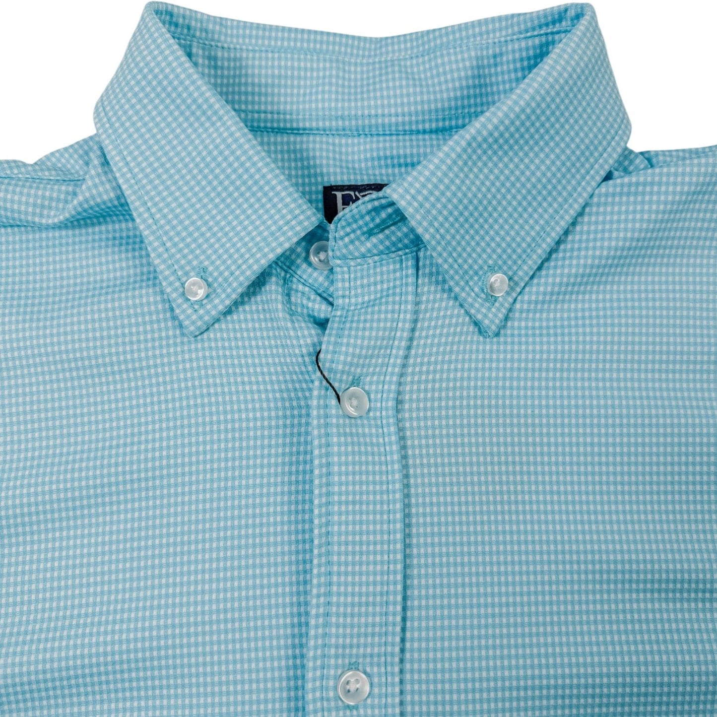 Gingham Performance Long Sleeve Button - Up - F/X Fusion Golf - Long Sleeve - Aqua