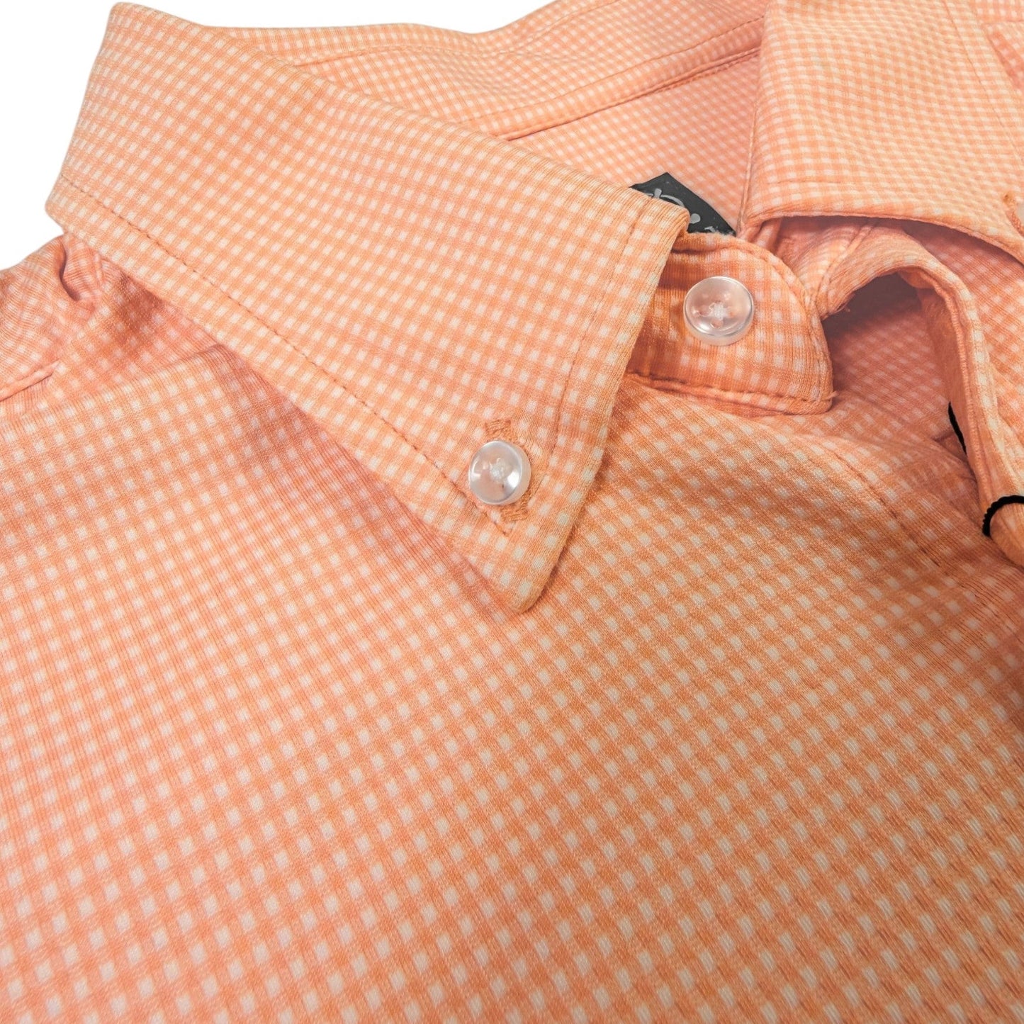 Gingham Performance Long Sleeve Button - Up - F/X Fusion Golf - Long Sleeve - Peach