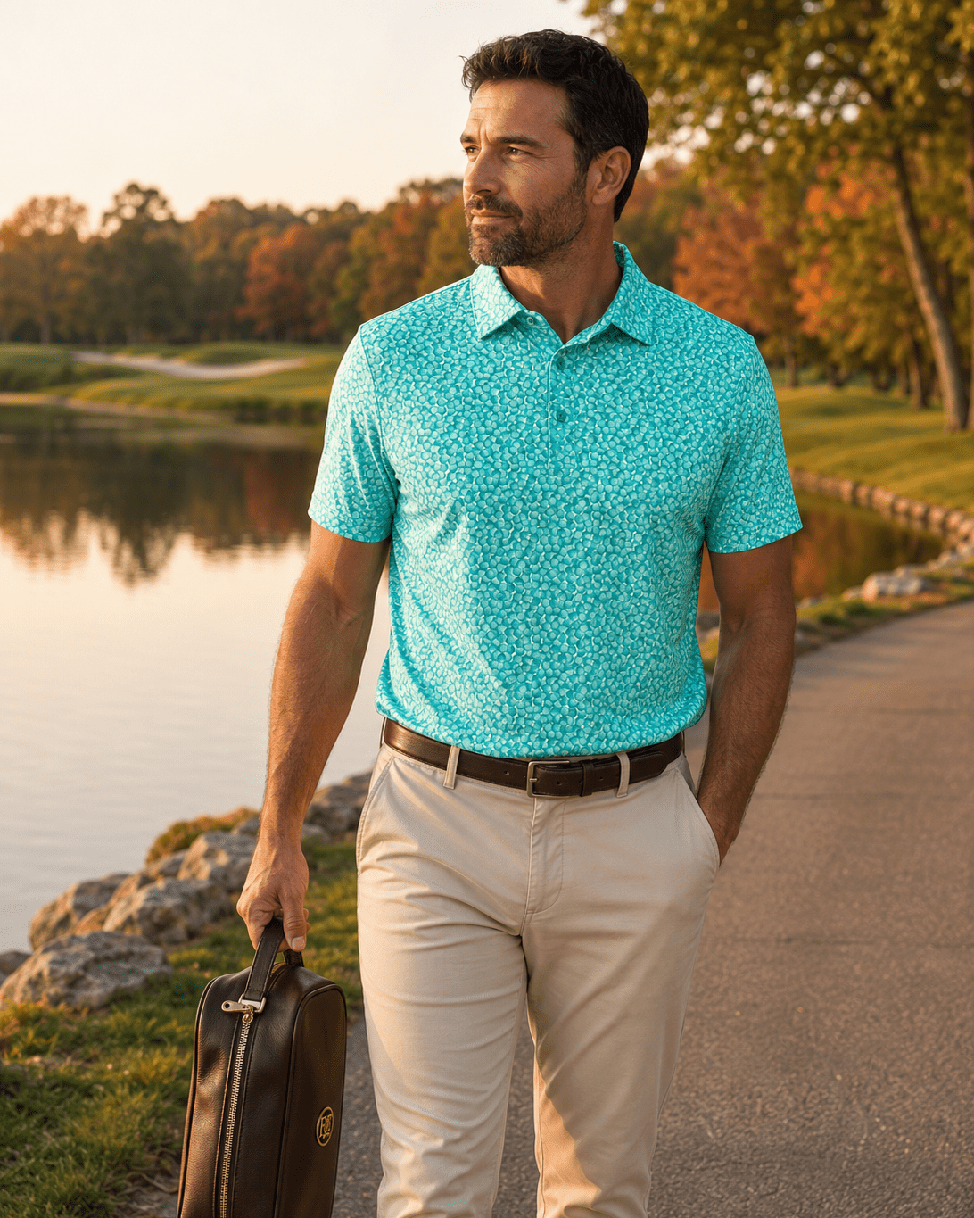 Golf Balls Performance Golf Polo - F/X Fusion Golf - Polo - Aqua - M