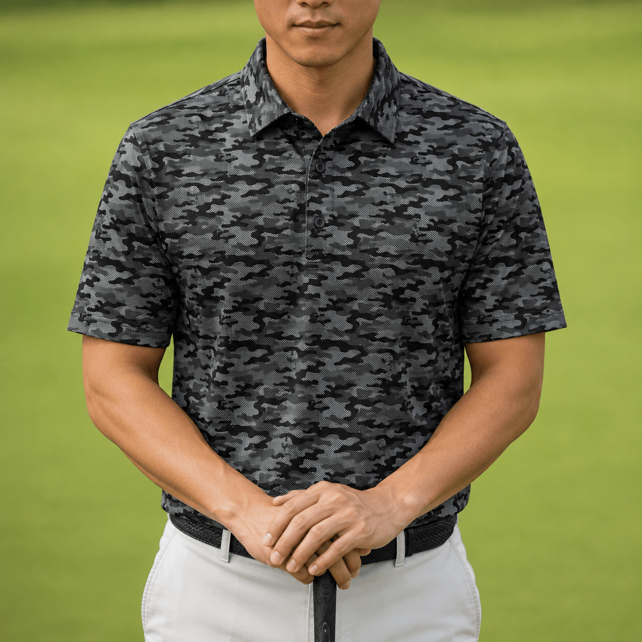 Golfing Camo Performance Golf Polo - F/X Fusion Golf - Polo - Black