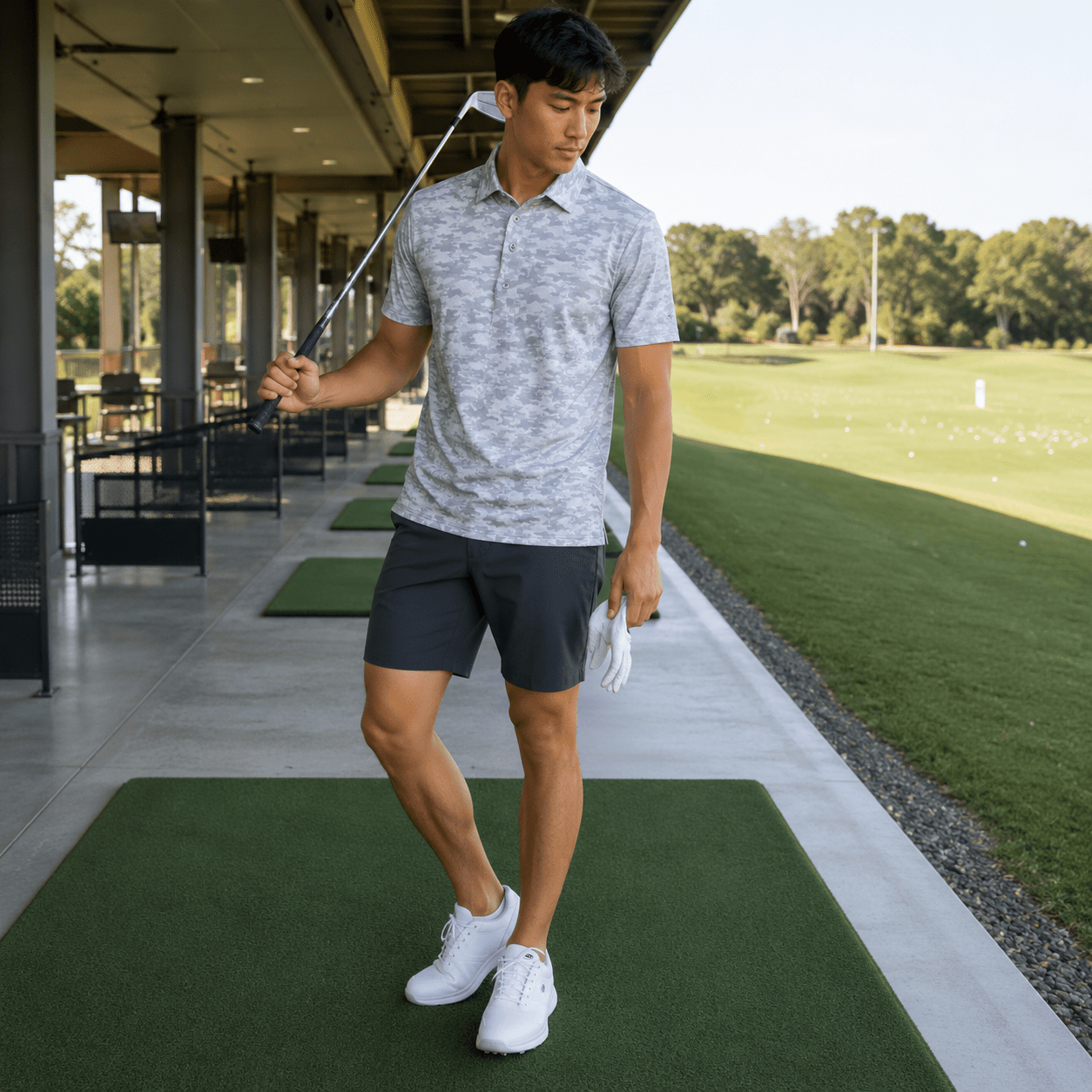 Golfing Camo Performance Golf Polo - F/X Fusion Golf - Polo - Gray