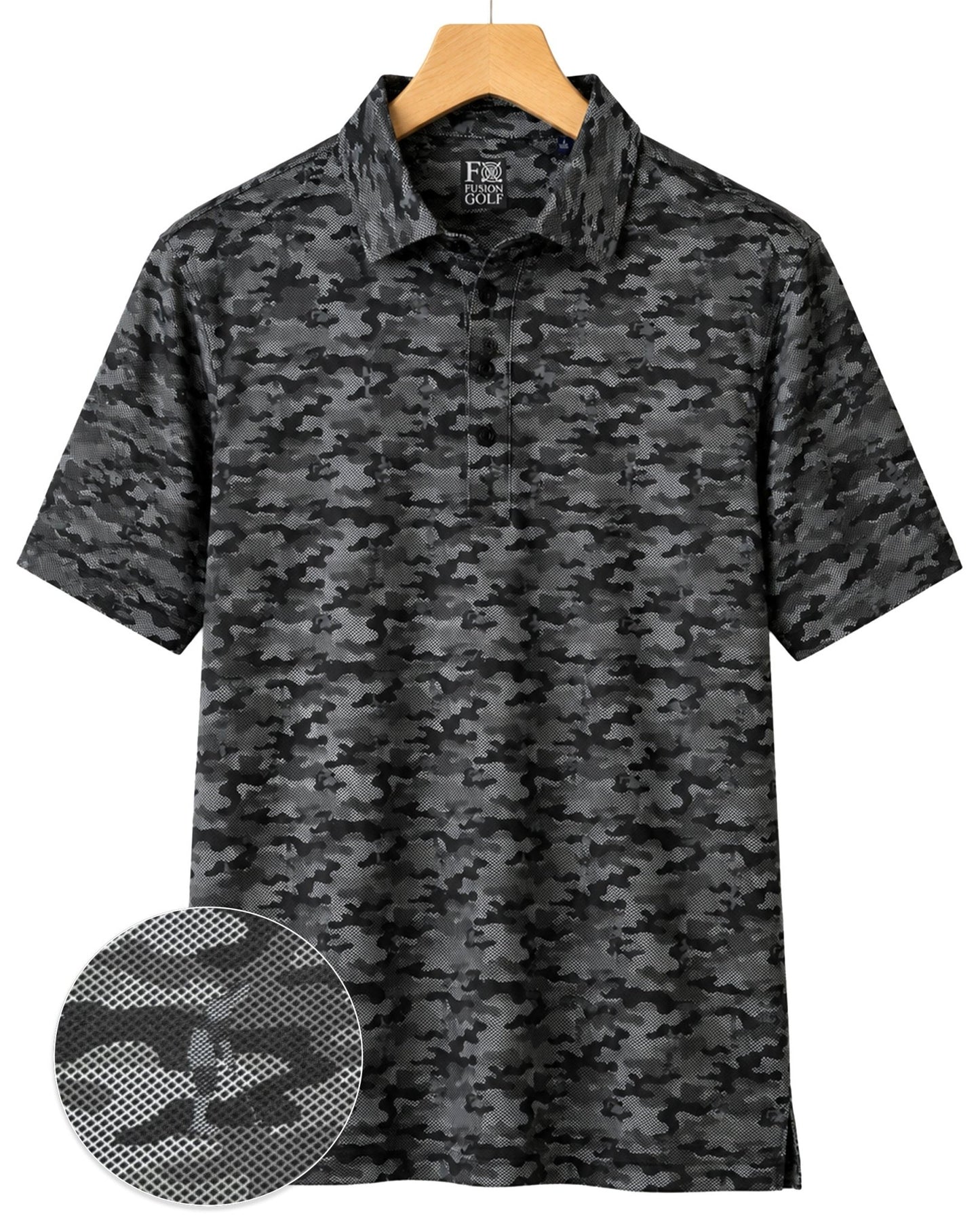 Golfing Camo Performance Golf Polo - F/X Fusion Golf - Polo - Black