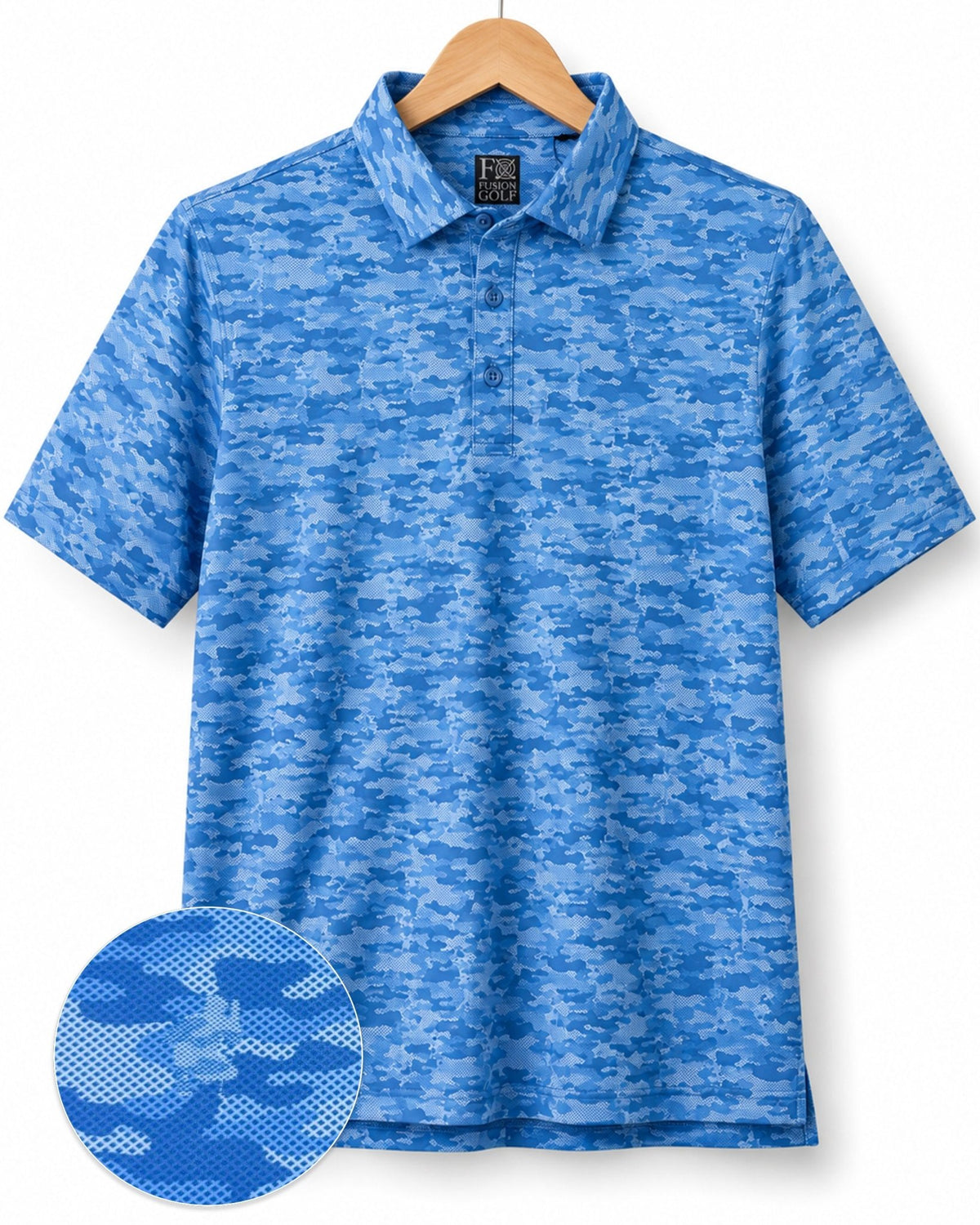 Golfing Camo Performance Golf Polo - F/X Fusion Golf - Polo - Blue - M