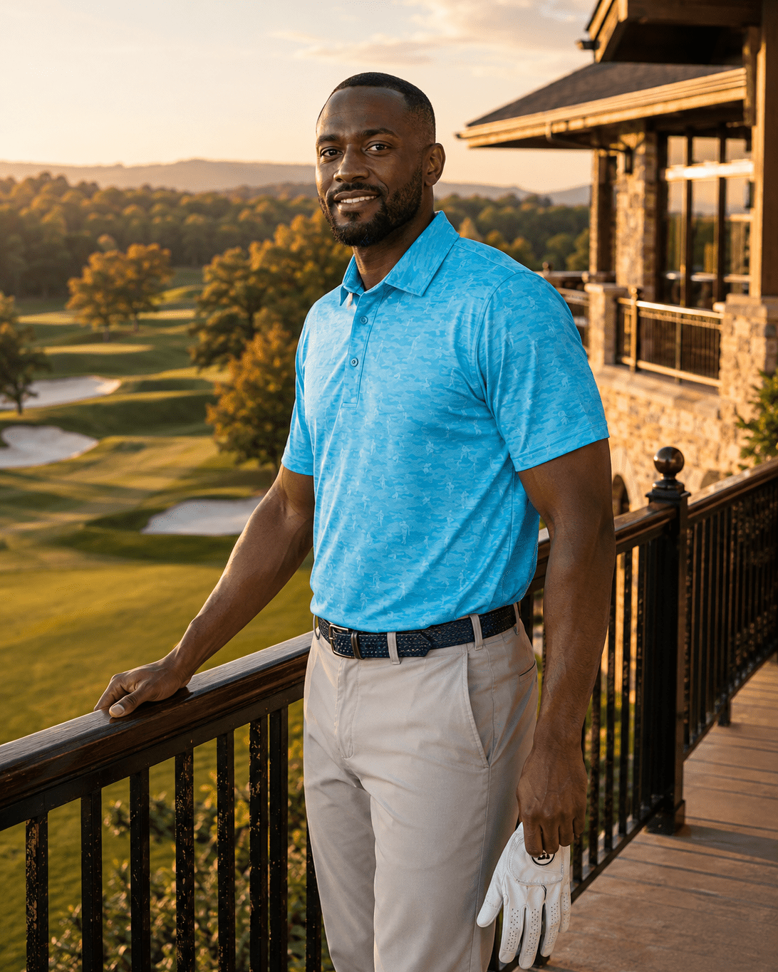 Golfing Camo Performance Golf Polo - F/X Fusion Golf - Polo - Aqua - M