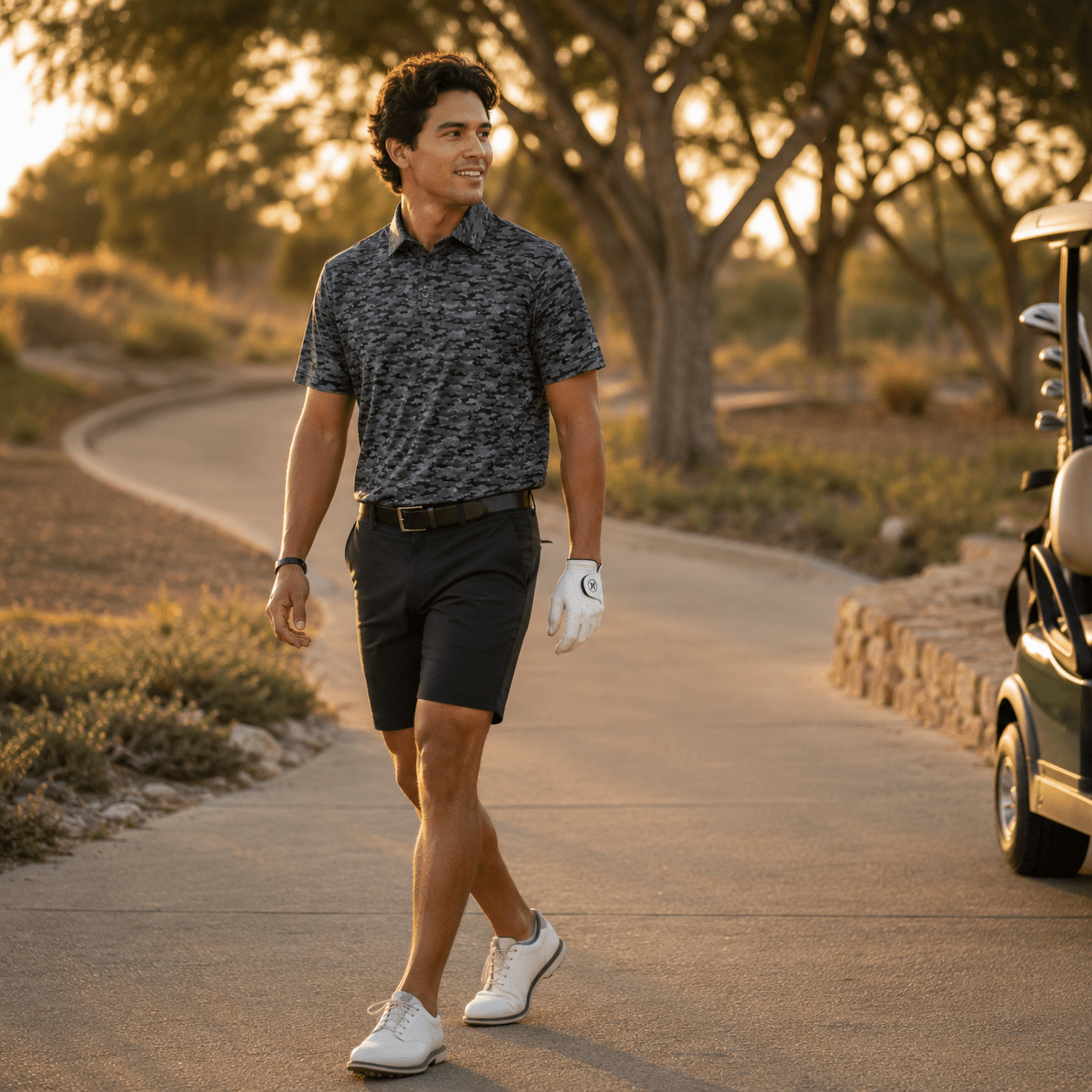 Golfing Camo Performance Golf Polo - F/X Fusion Golf - Polo - Black