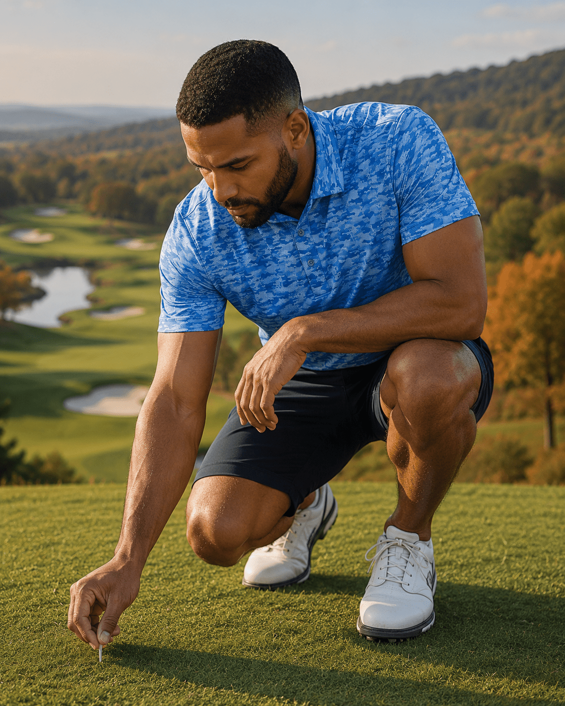 Golfing Camo Performance Golf Polo - F/X Fusion Golf - Polo - Blue - M
