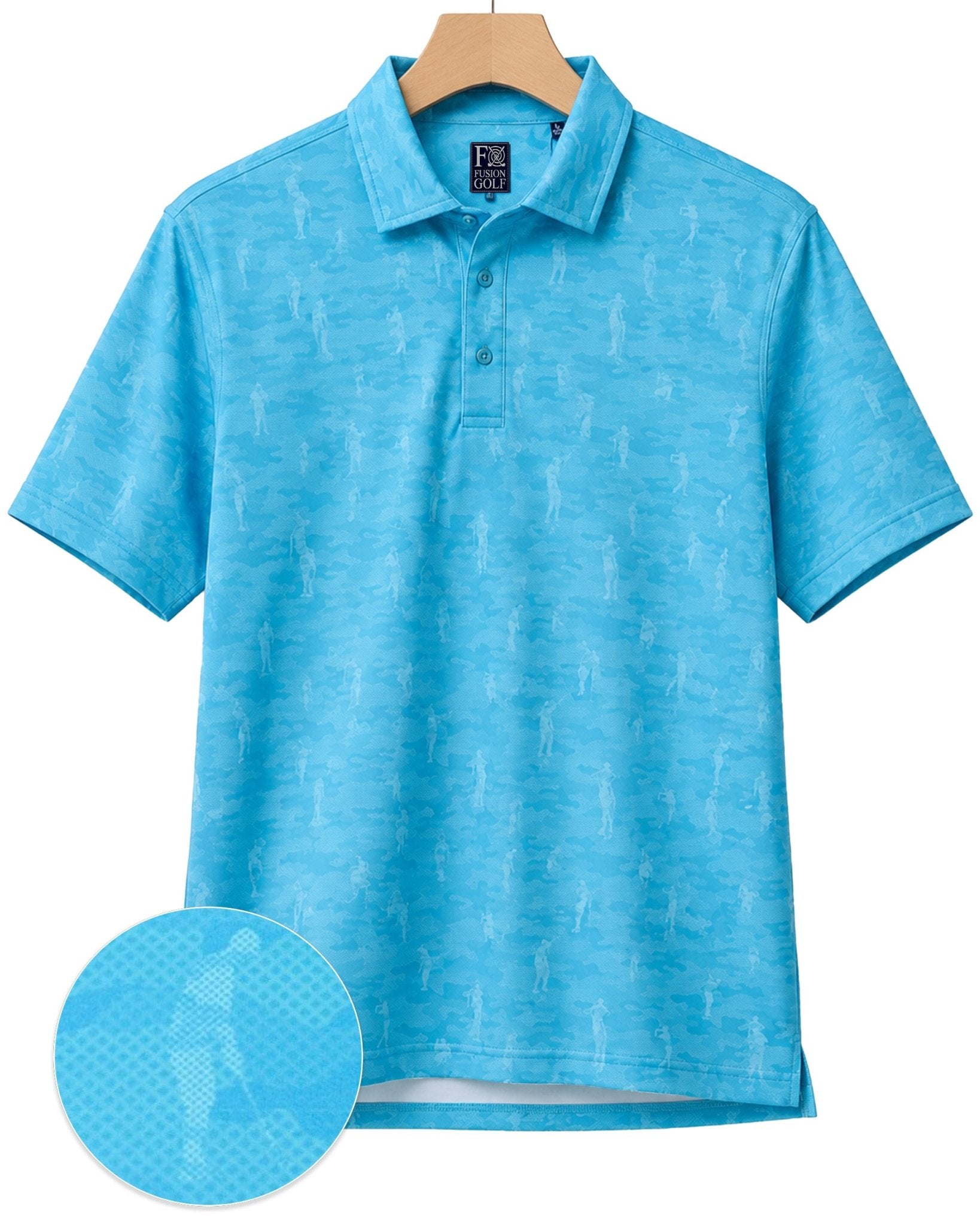 Golfing Camo Performance Golf Polo - F/X Fusion Golf - Polo - Aqua