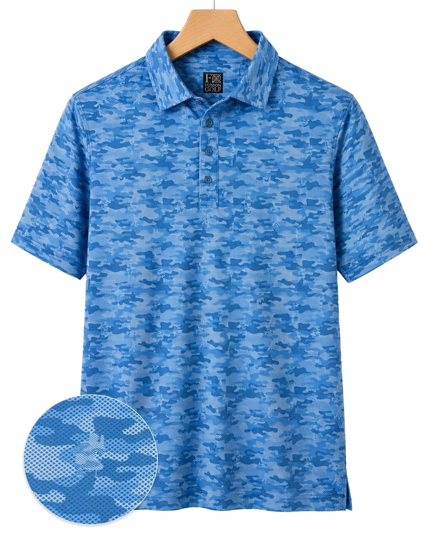 Golfing Camo Performance Golf Polo - F/X Fusion Golf - Polo - Blue