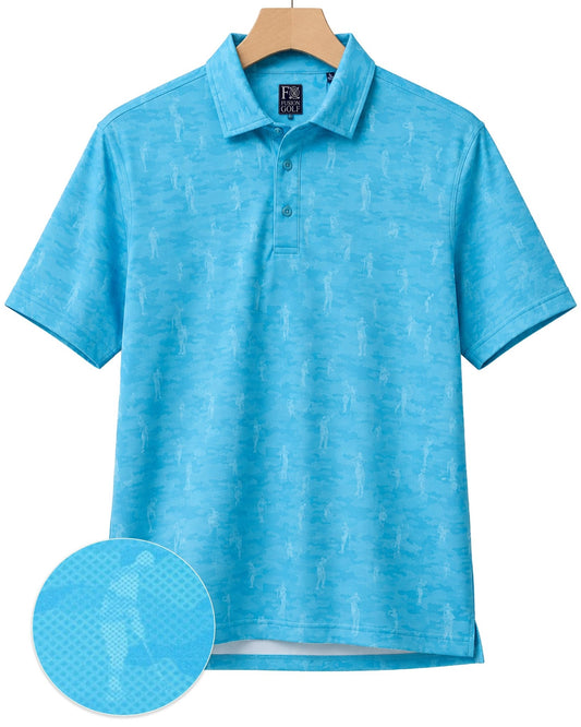 Golfing Camo Performance Golf Polo - F/X Fusion Golf - Polo - Aqua - M