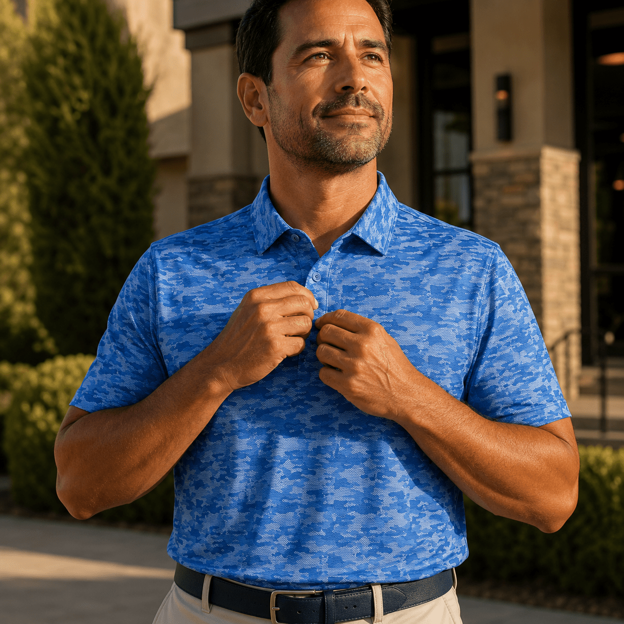 Golfing Camo Performance Golf Polo - F/X Fusion Golf - Polo - Blue