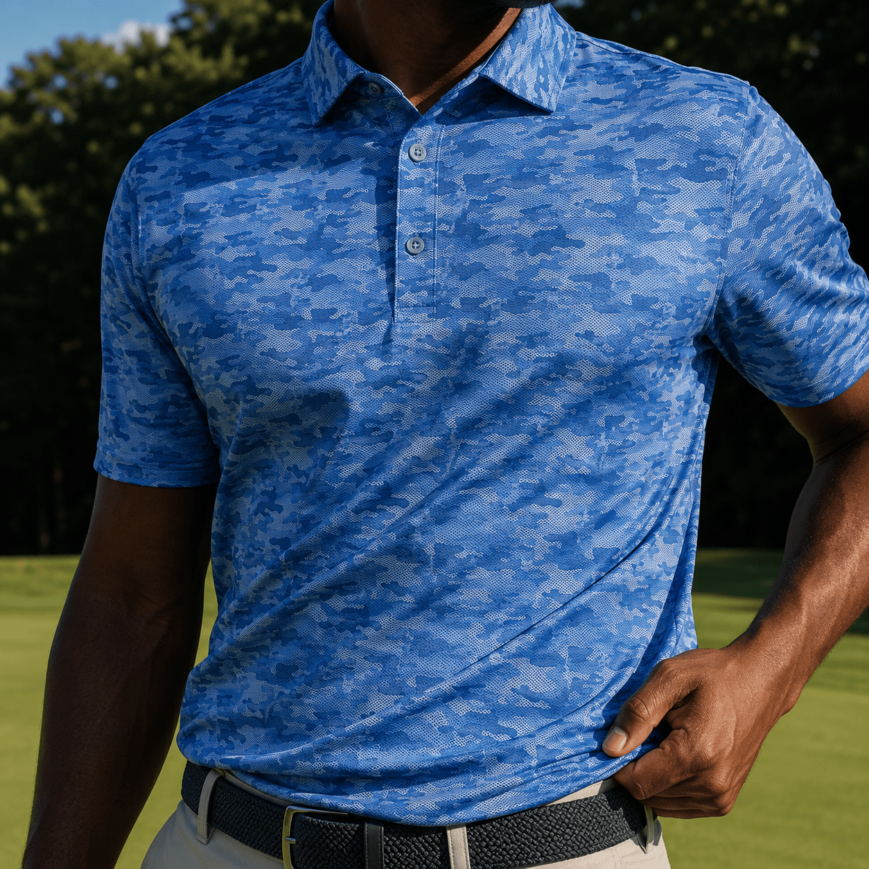 Golfing Camo Performance Golf Polo - F/X Fusion Golf - Polo - Blue