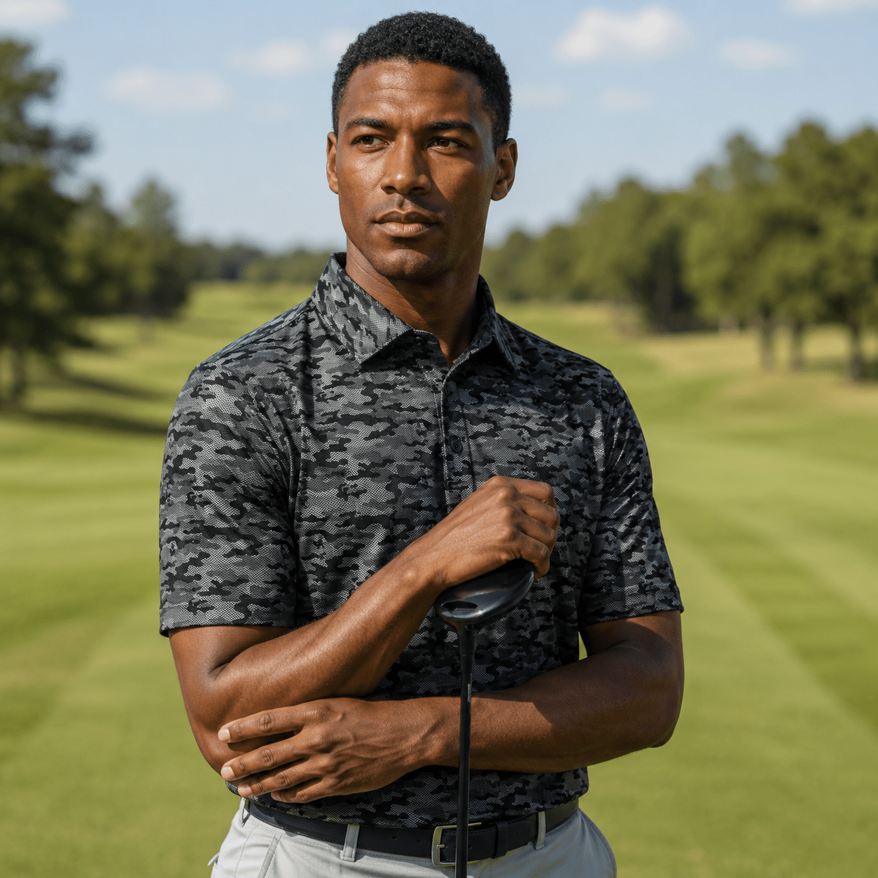 Golfing Camo Performance Golf Polo - F/X Fusion Golf - Polo - Black