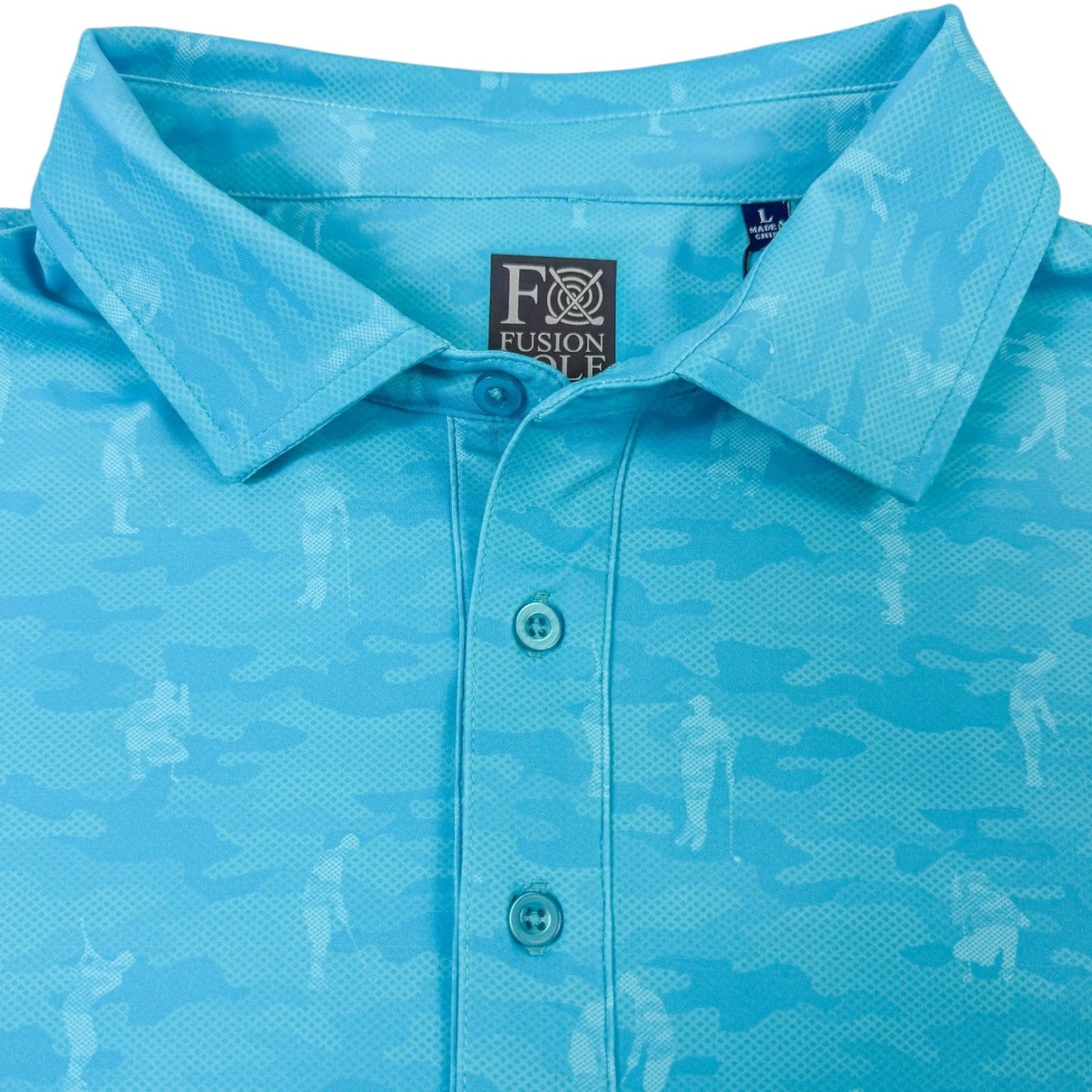 Golfing Camo Performance Golf Polo - F/X Fusion Golf - Polo - Aqua