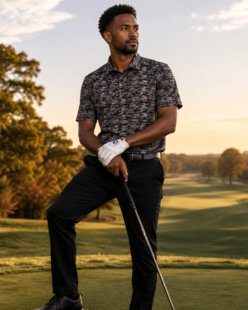 Golfing Camo Performance Golf Polo - F/X Fusion Golf - Polo - Black - M