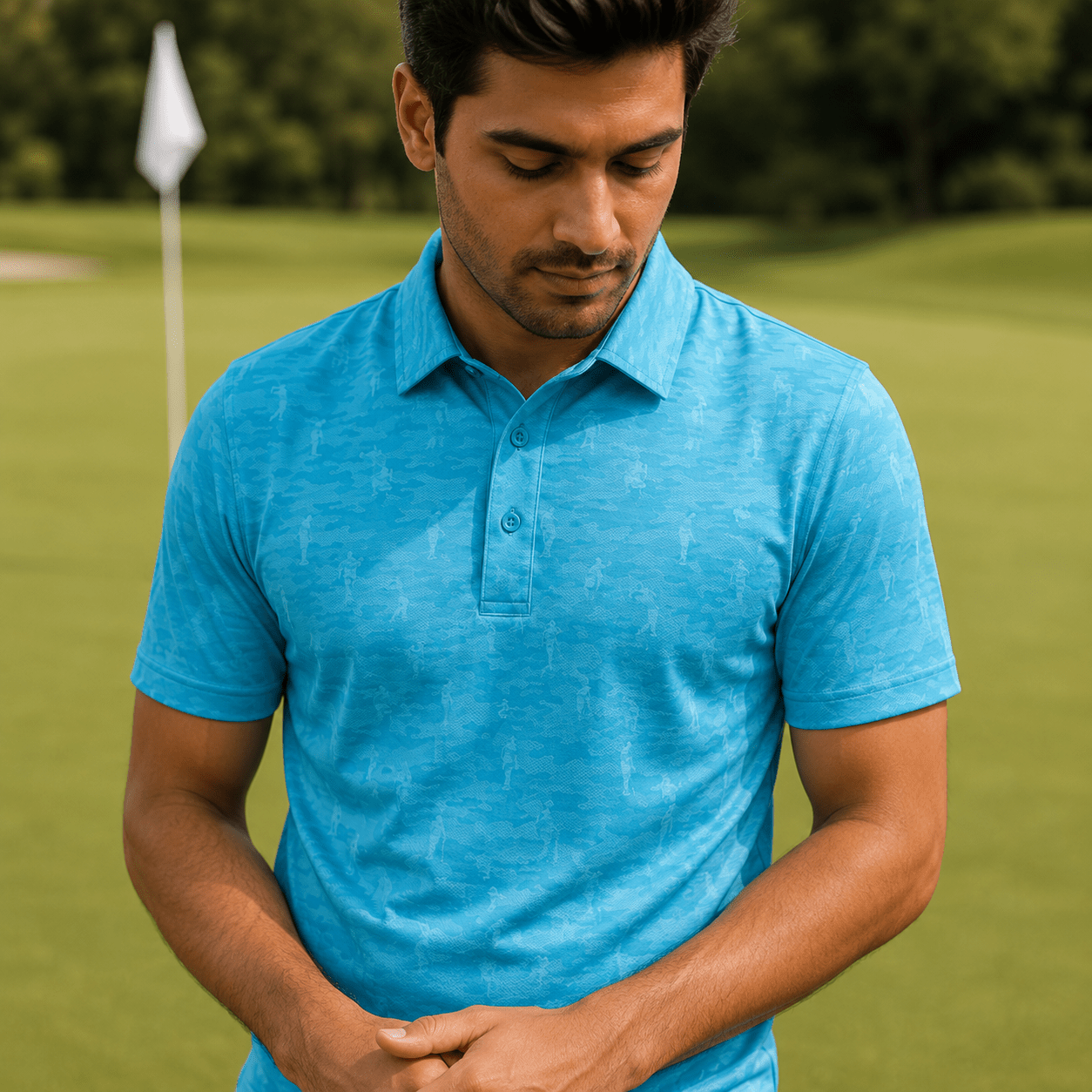 Golfing Camo Performance Golf Polo - F/X Fusion Golf - Polo - Aqua