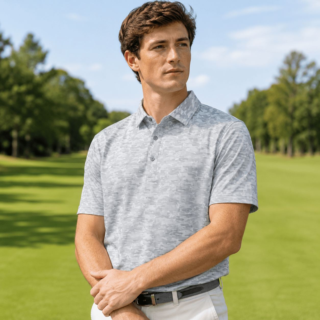 Golfing Camo Performance Golf Polo - F/X Fusion Golf - Polo - Gray