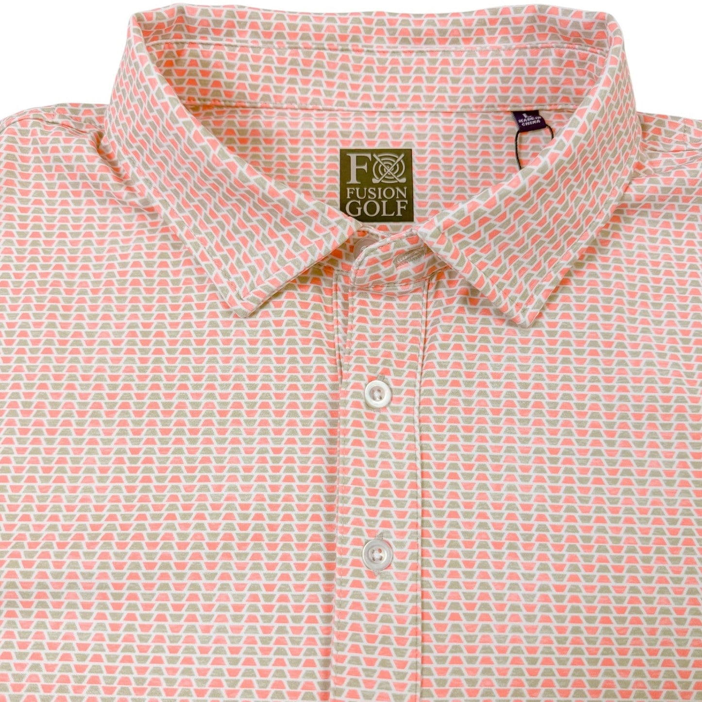 Heather Geo Performance Golf Polo - F/X Fusion Golf - Polo - Coral