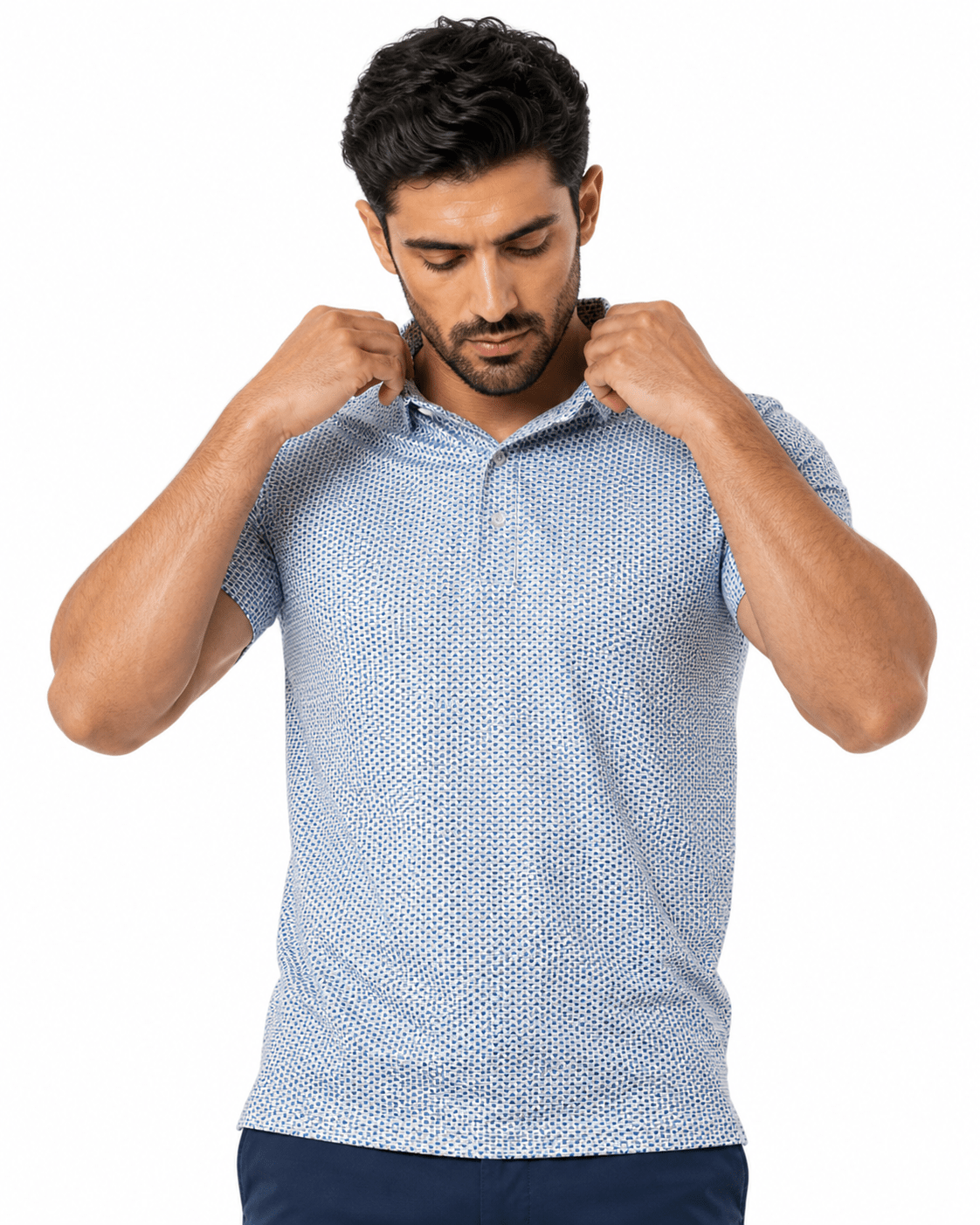 Heather Geo Performance Golf Polo - F/X Fusion Golf - Polo - Blue