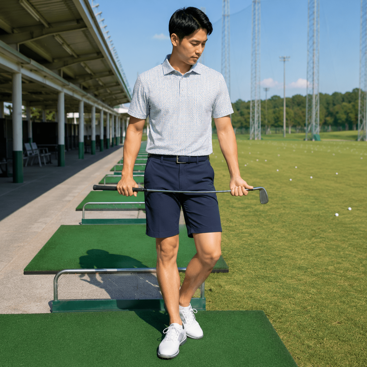 Heather Geo Performance Golf Polo - F/X Fusion Golf - Polo - Blue