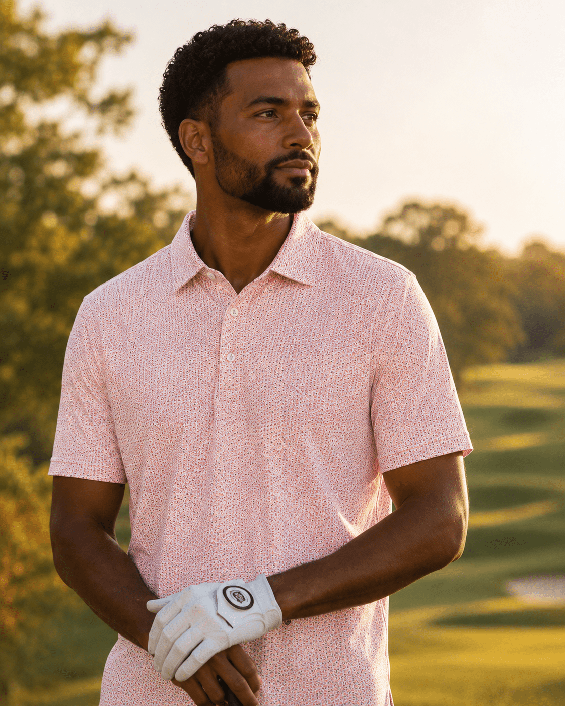 Heather Geo Performance Golf Polo - F/X Fusion Golf - Polo - Coral - M