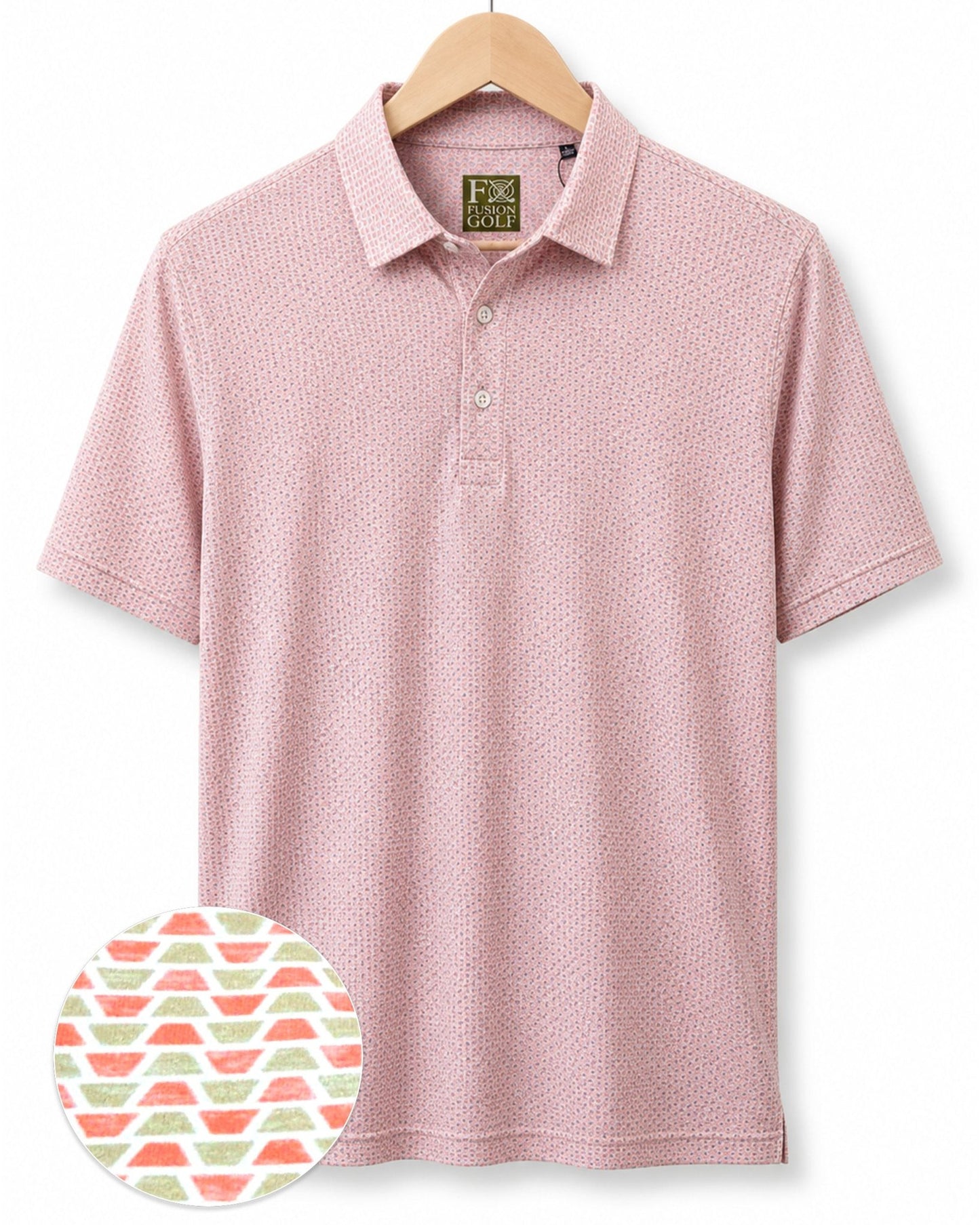 Heather Geo Performance Golf Polo - F/X Fusion Golf - Polo - Coral