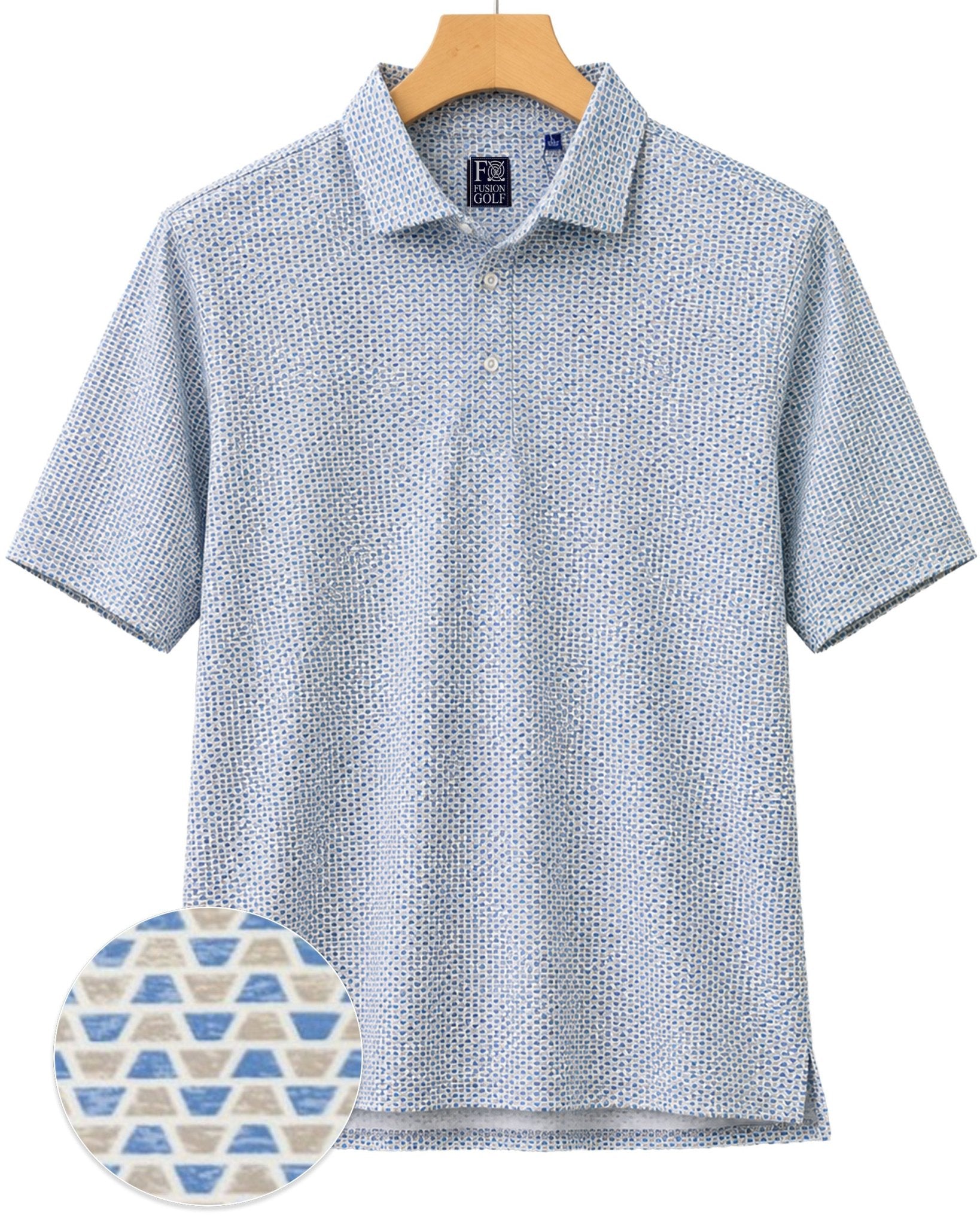 Heather Geo Performance Golf Polo - F/X Fusion Golf - Polo - Blue