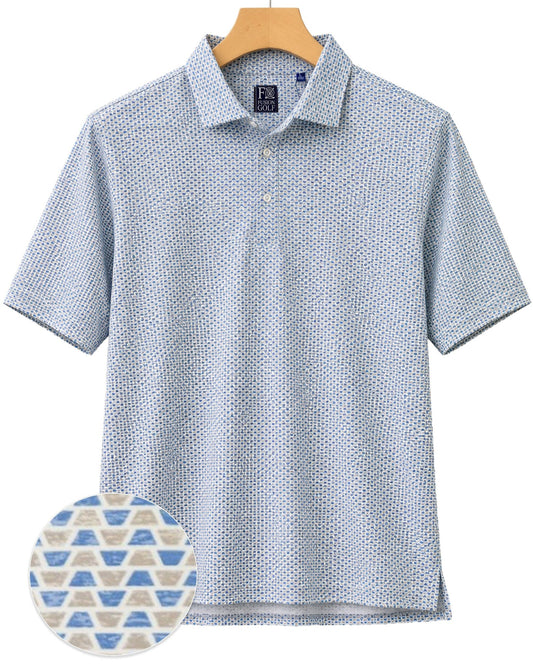 Heather Geo Performance Golf Polo - F/X Fusion Golf - Polo - Blue