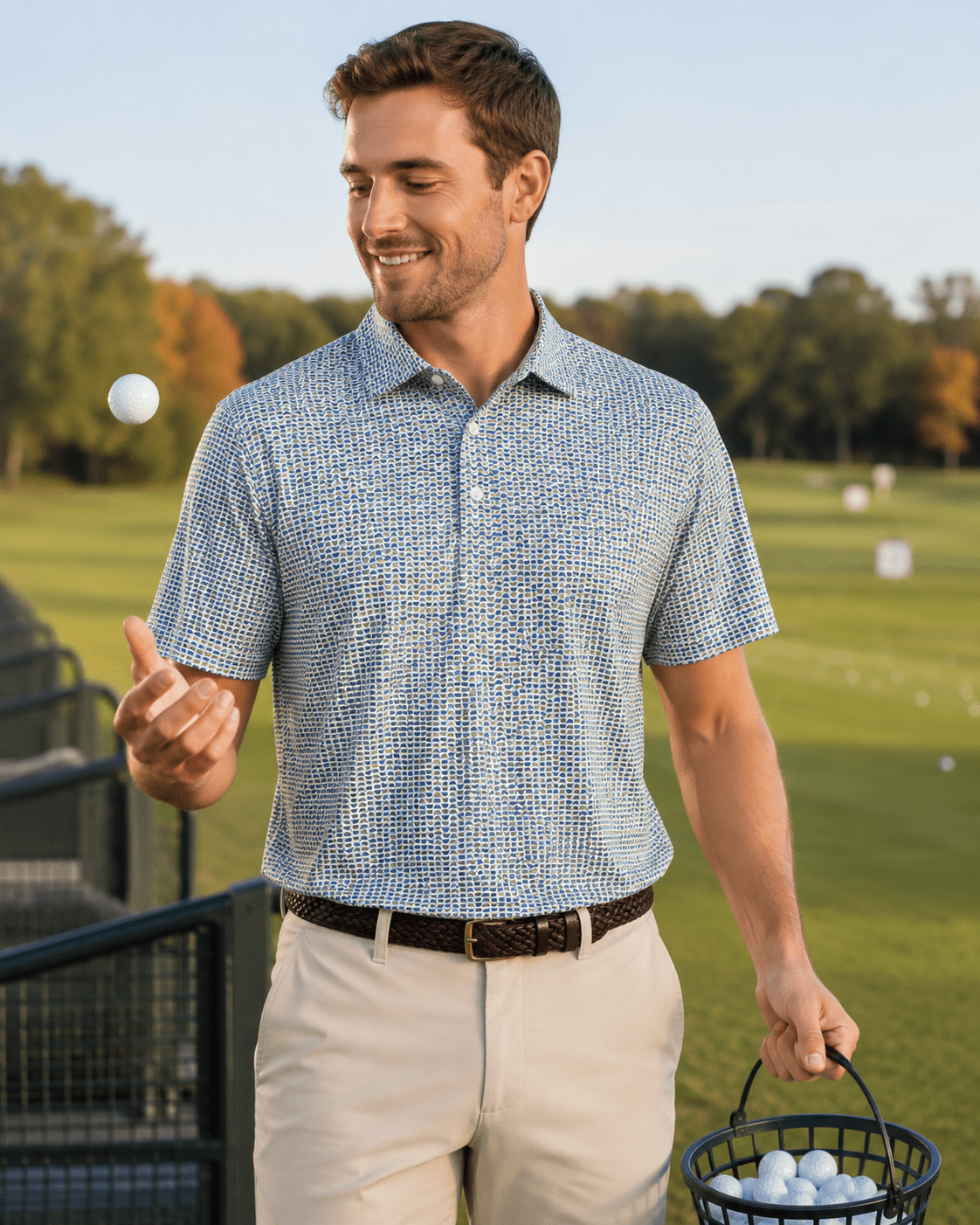 Heather Geo Performance Golf Polo - F/X Fusion Golf - Polo - Olive - M