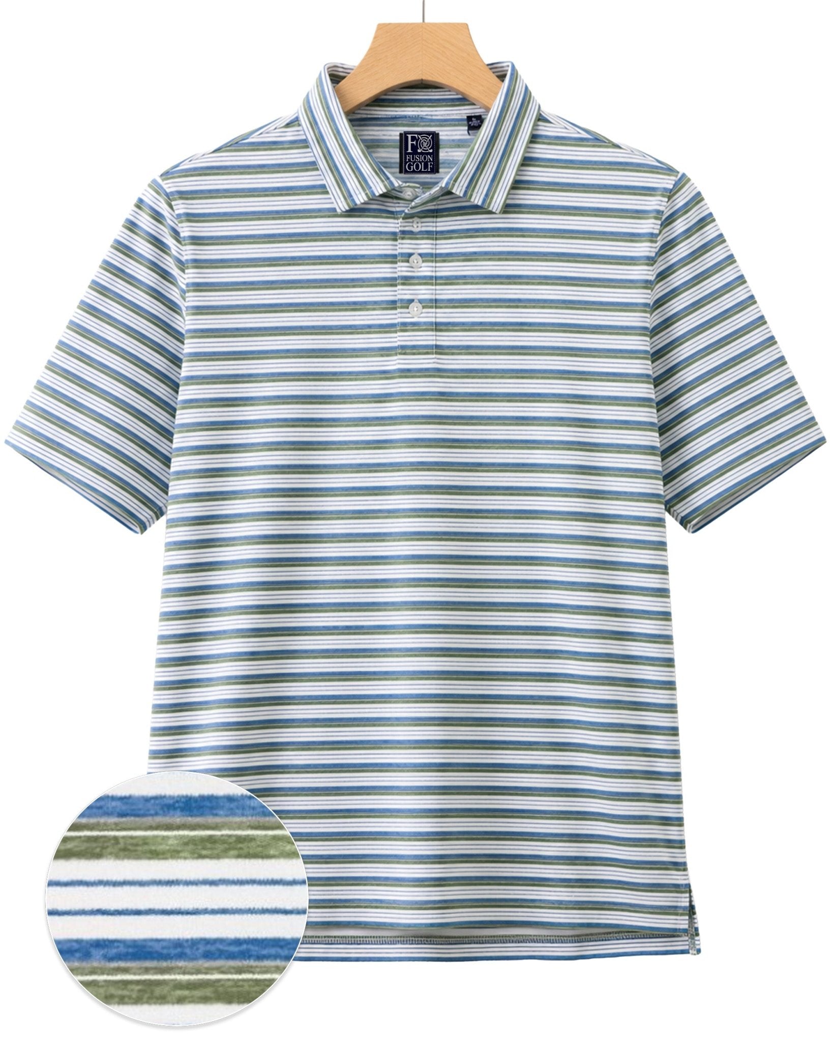 Heather Stripe Performance Golf Polo - F/X Fusion Golf - Polo - Green