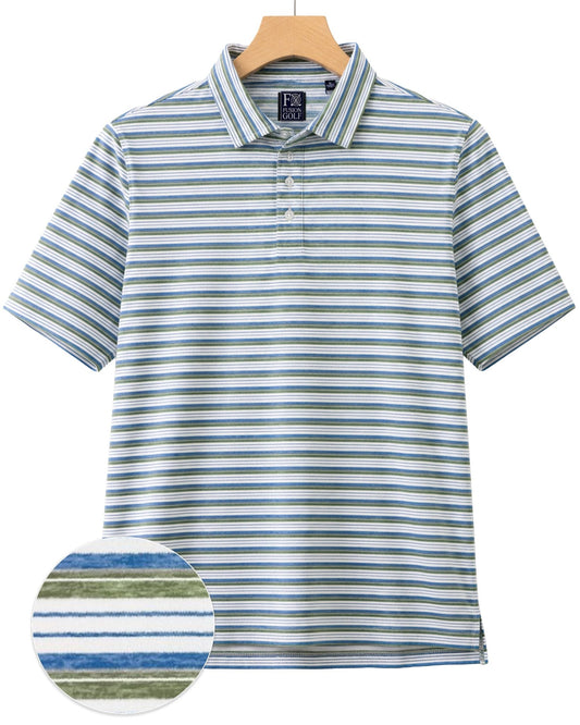Heather Stripe Performance Golf Polo - F/X Fusion Golf - Polo - Green