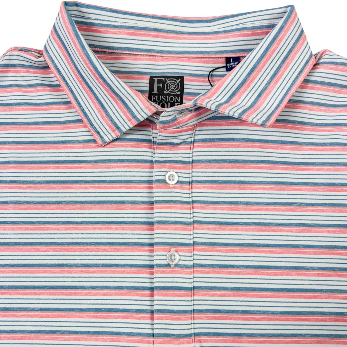 Heather Stripe Performance Golf Polo - F/X Fusion Golf - Polo - Coral