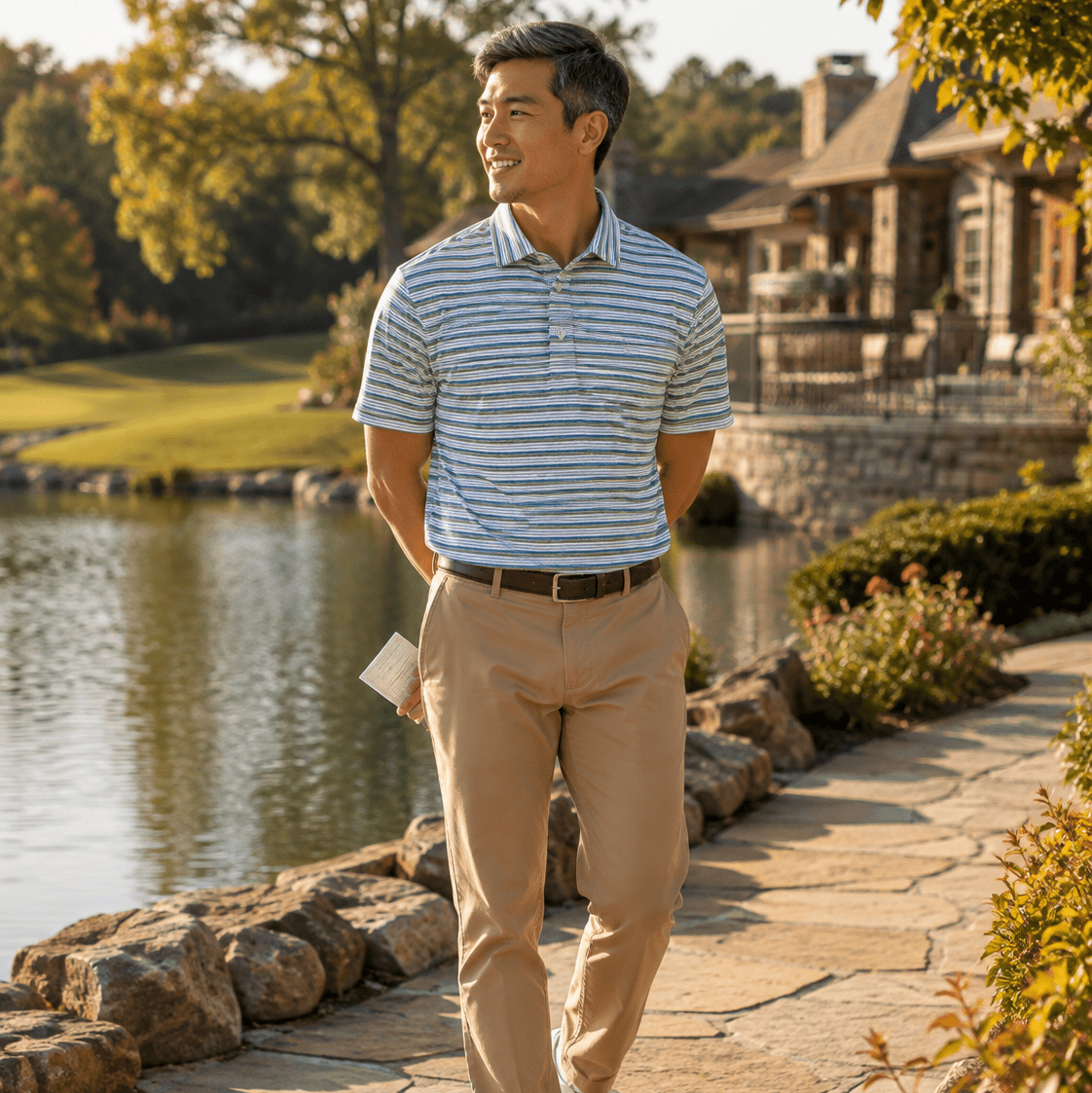 Heather Stripe Performance Golf Polo - F/X Fusion Golf - Polo - Green - M
