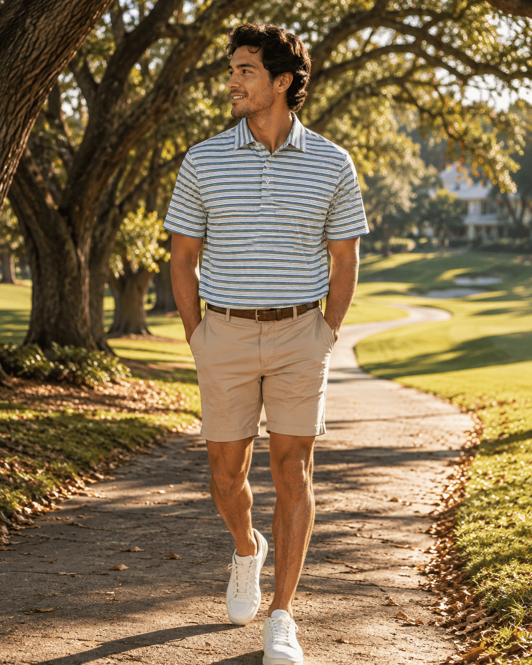 Heather Stripe Performance Golf Polo - F/X Fusion Golf - Polo - Green - M